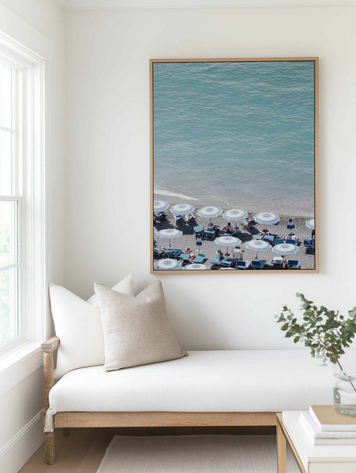 Beachfront Umbrellas by Renee Rae | Framed Canvas Art Print