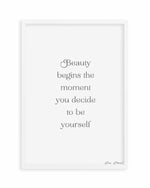 Beauty Begins | Coco Chanel Art Print