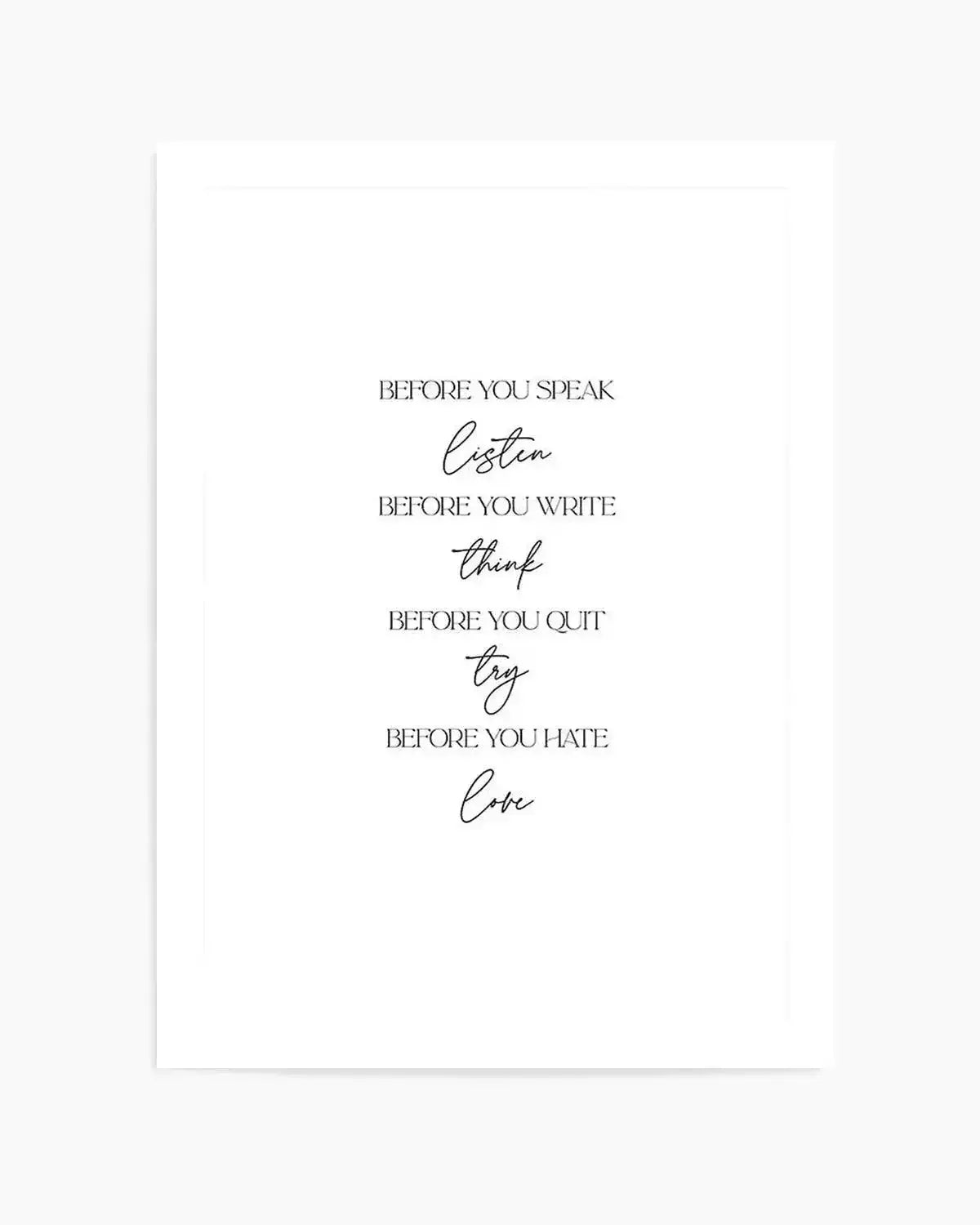 Before You Do Art Print from Olive et Oriel where you can shop wallpaper and artworks online