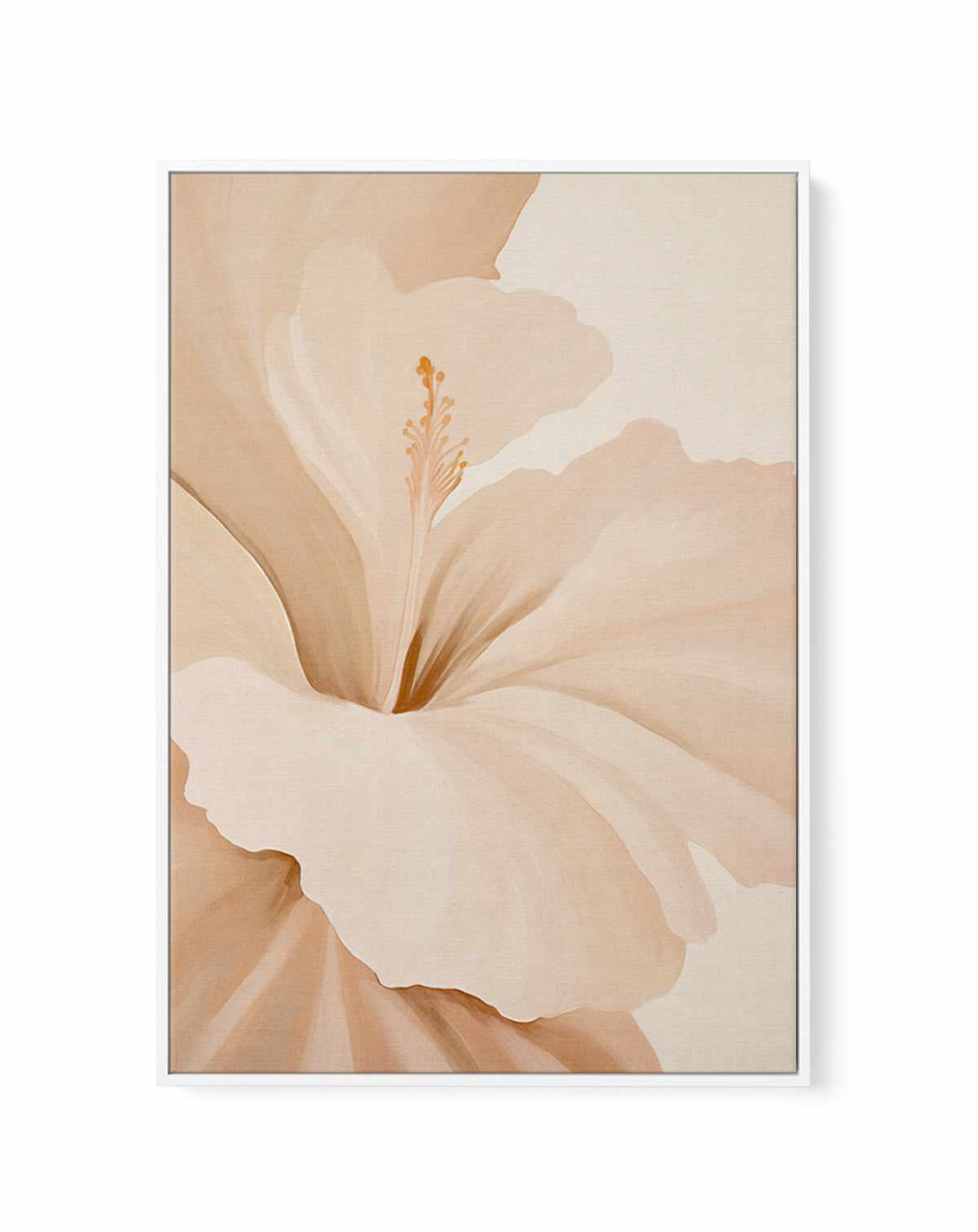 Beige Hibiscus No II | Framed Canvas Art Print