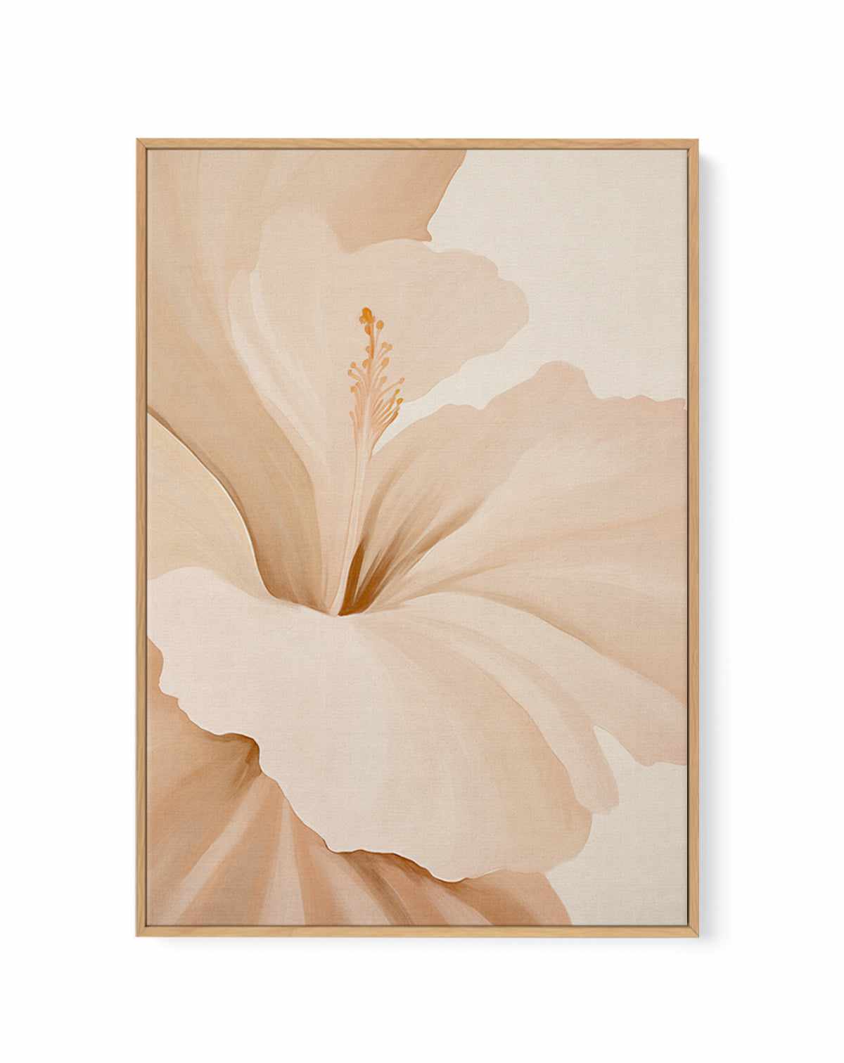 Beige Hibiscus No II | Framed Canvas Art Print