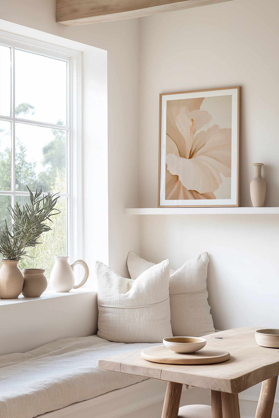 Beige Hibiscus No II | Art Print from Olive et Oriel where you can shop wallpaper and artworks online
