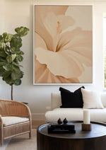 Beige Hibiscus No II | Framed Canvas Art Print