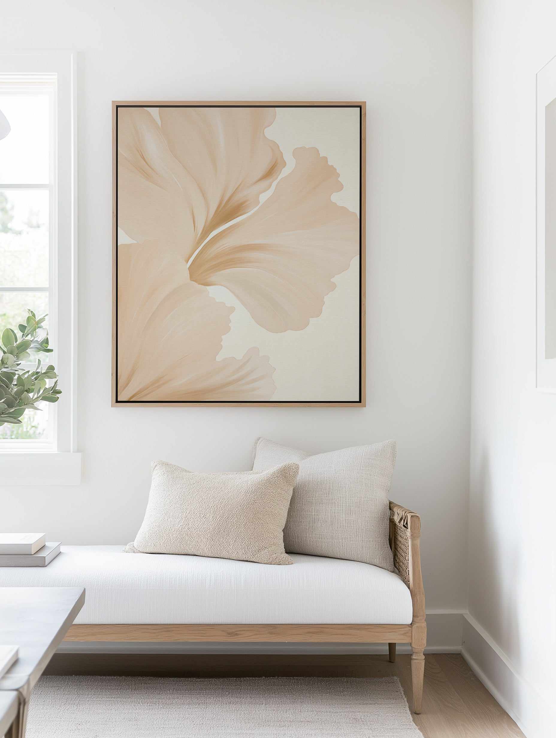 Beige Hibiscus No III | Framed Canvas Art Print