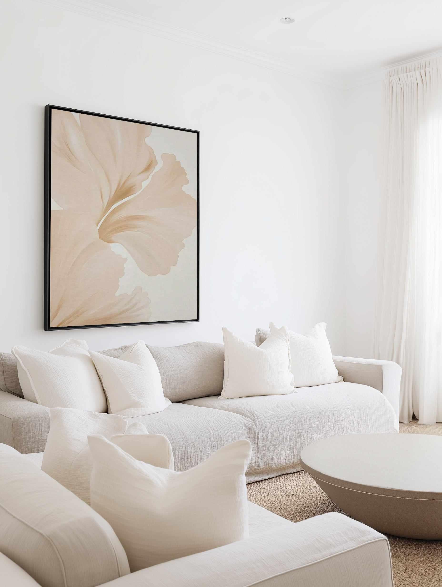 Beige Hibiscus No III | Framed Canvas Art Print from Olive et Oriel where you can shop wallpaper and artworks online