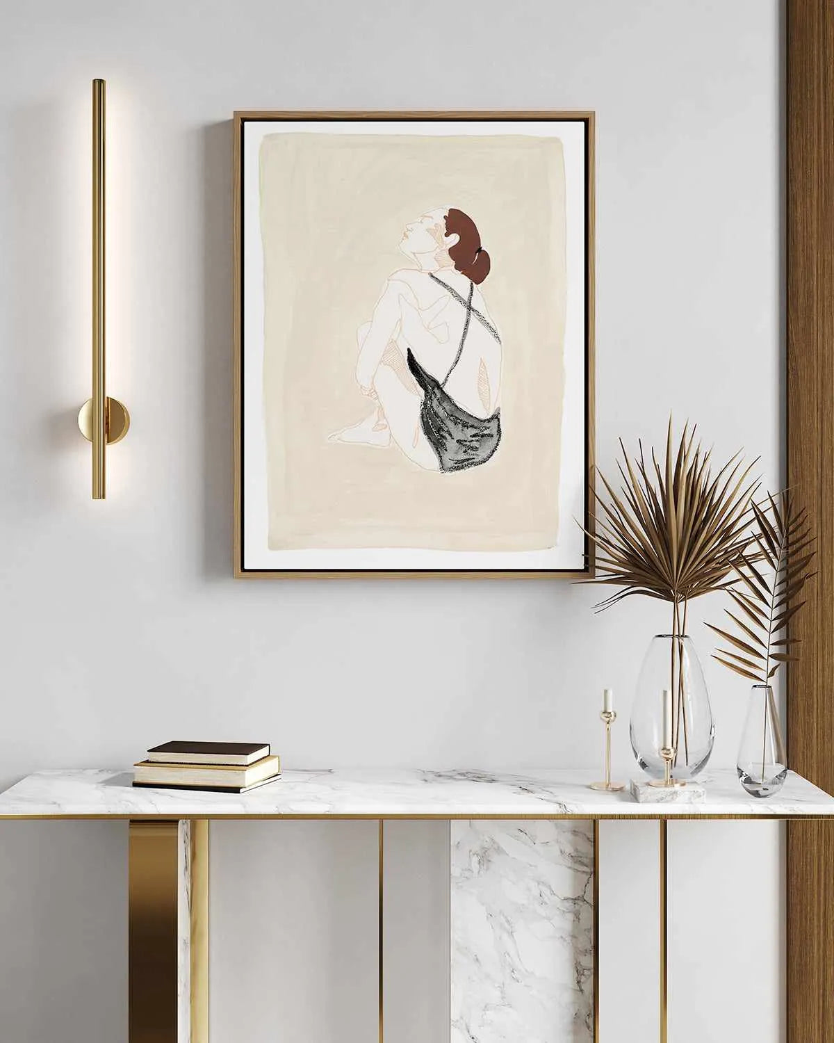 Beige Wahine III by Maku Fenaroli | Framed Canvas Art Print from Olive et Oriel where you can shop wallpaper and artworks online