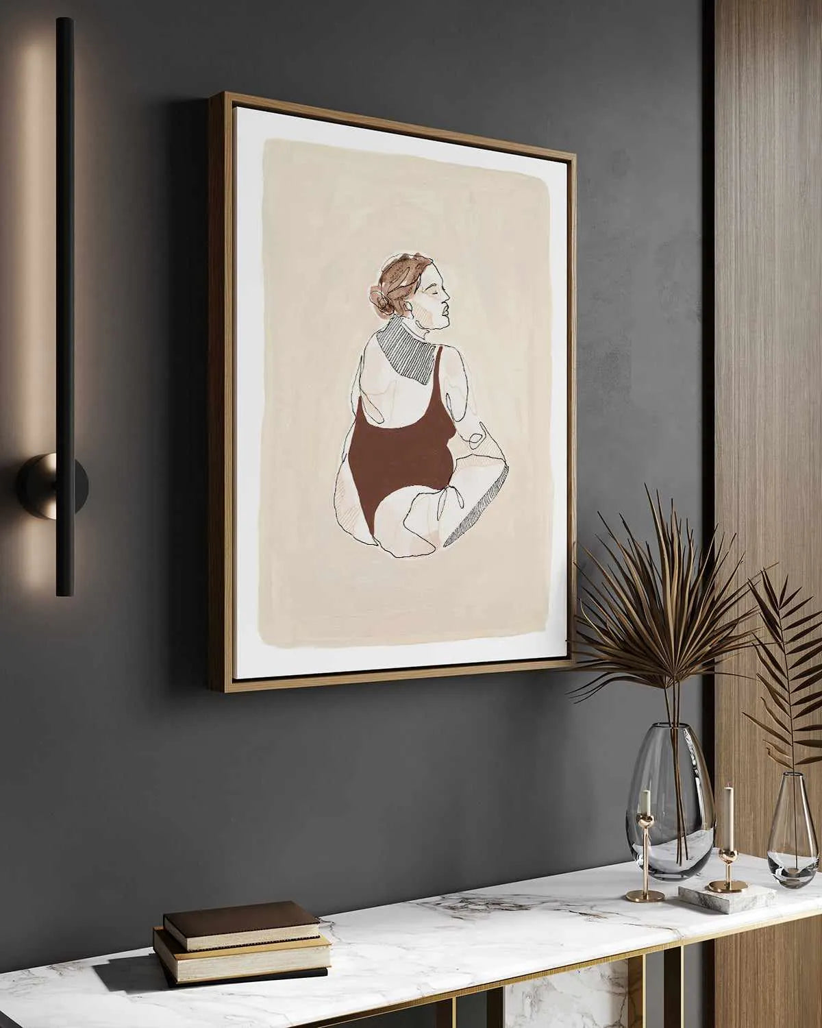 Beige Wahine V by Maku Fenaroli | Framed Canvas Art Print from Olive et Oriel where you can shop wallpaper and artworks online