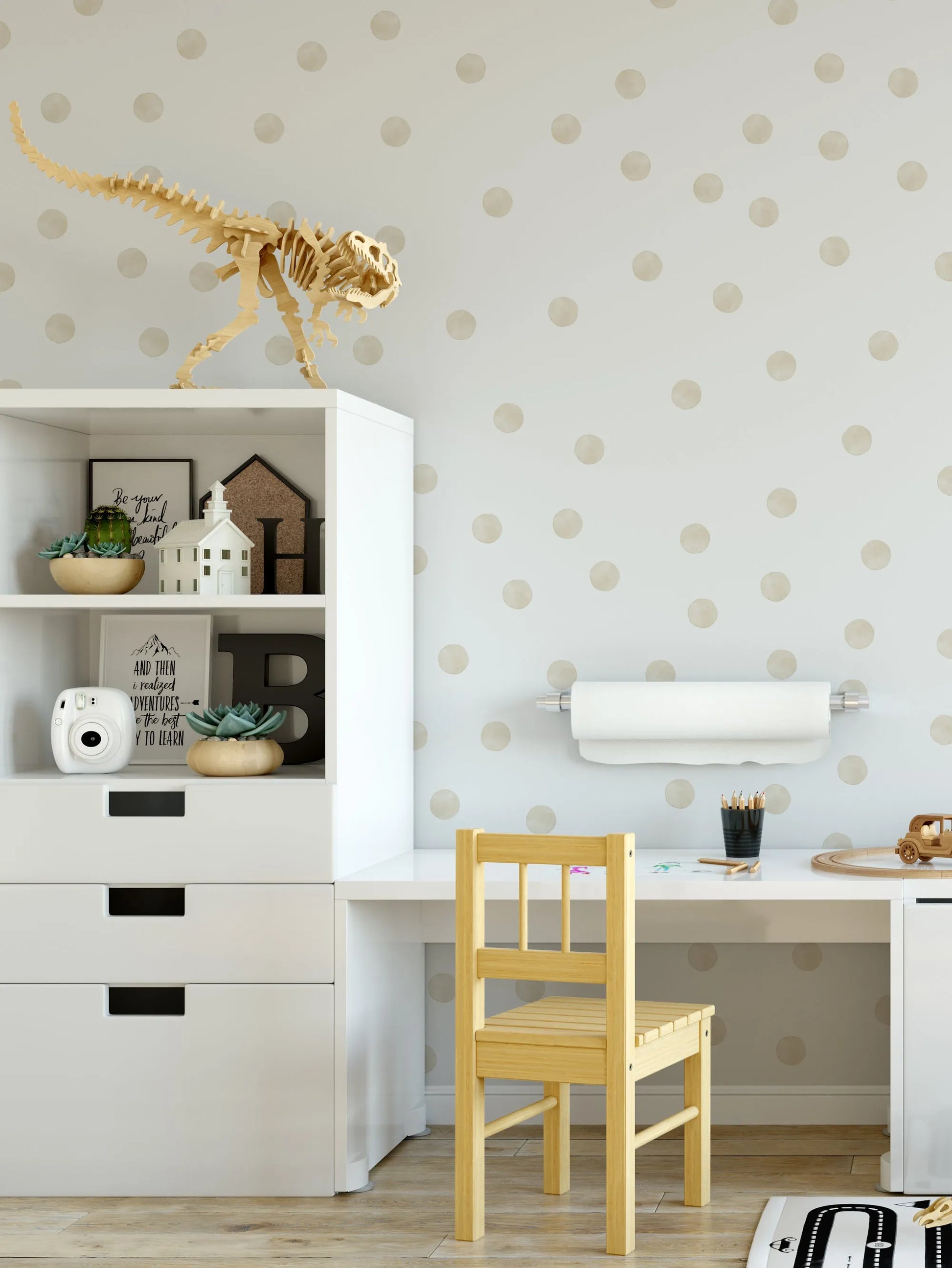 Beige Watercolour Dots Decal Set from Olive et Oriel where you can shop wallpaper and artworks online