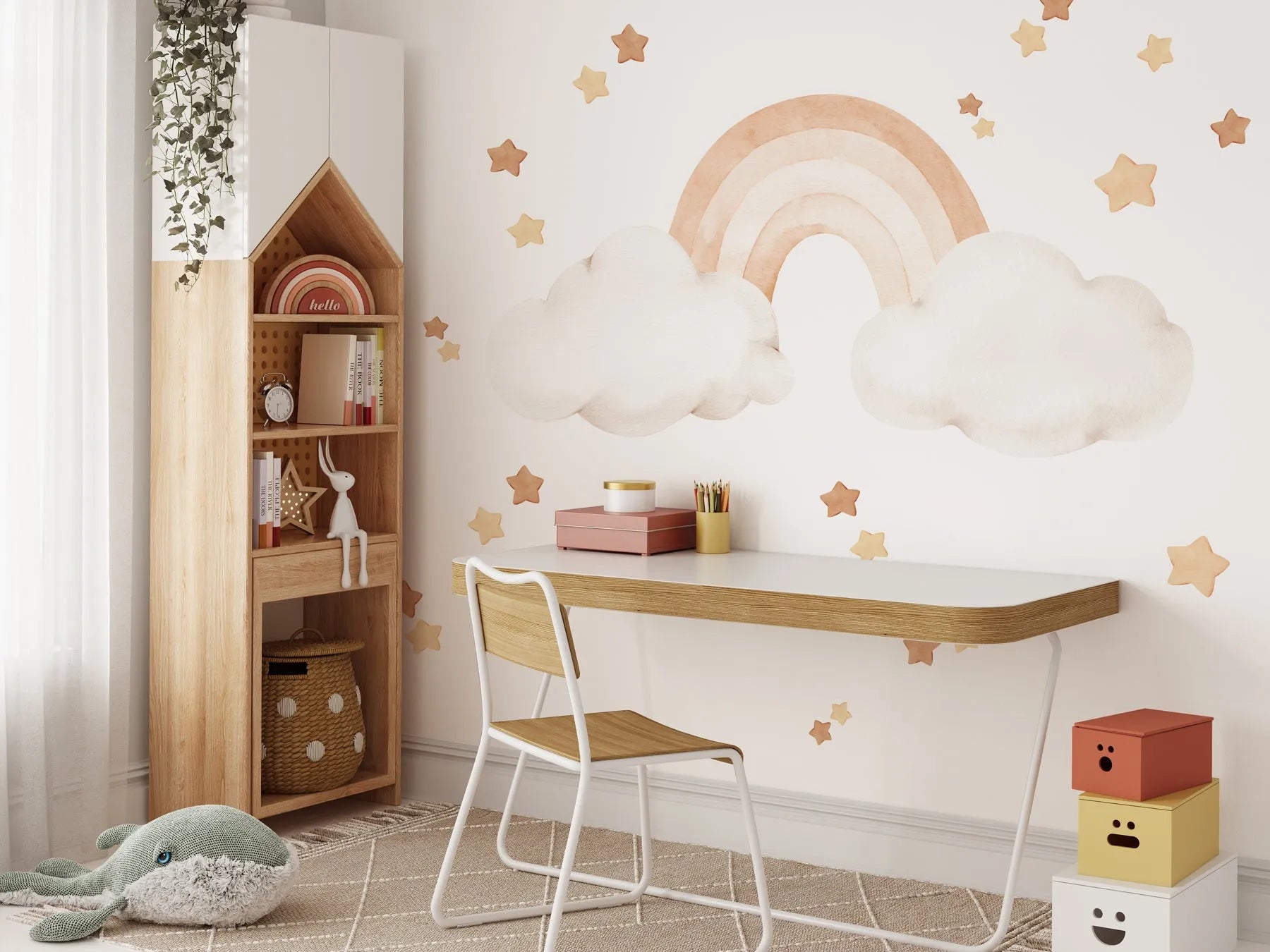 Beige Rainbows & Stars Decal Set from Olive et Oriel where you can shop wallpaper and artworks online