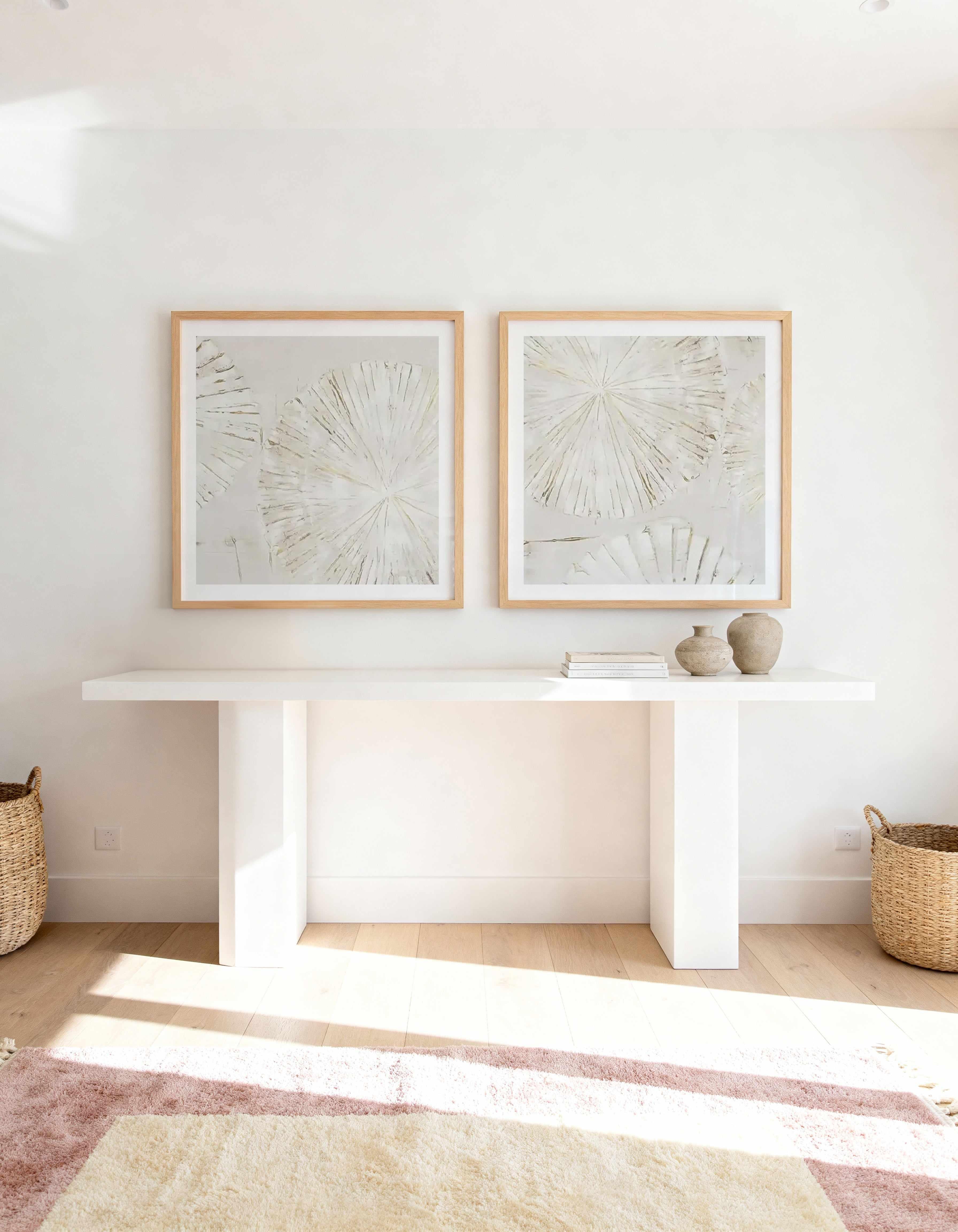 Beige Abstract Square I & II Art Print Set of 2 | Matching Wall Art