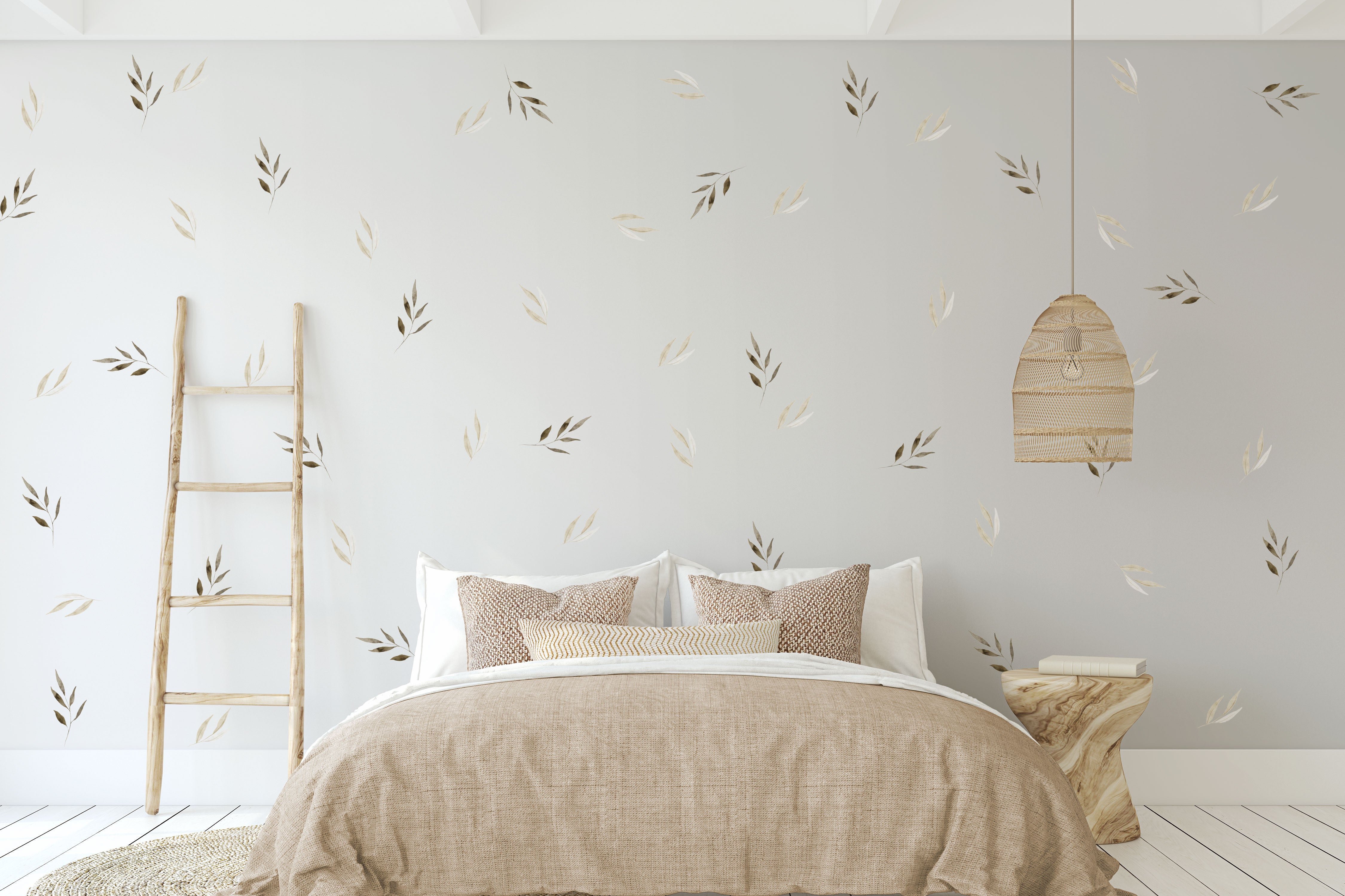 Beige Leaves Decal Set