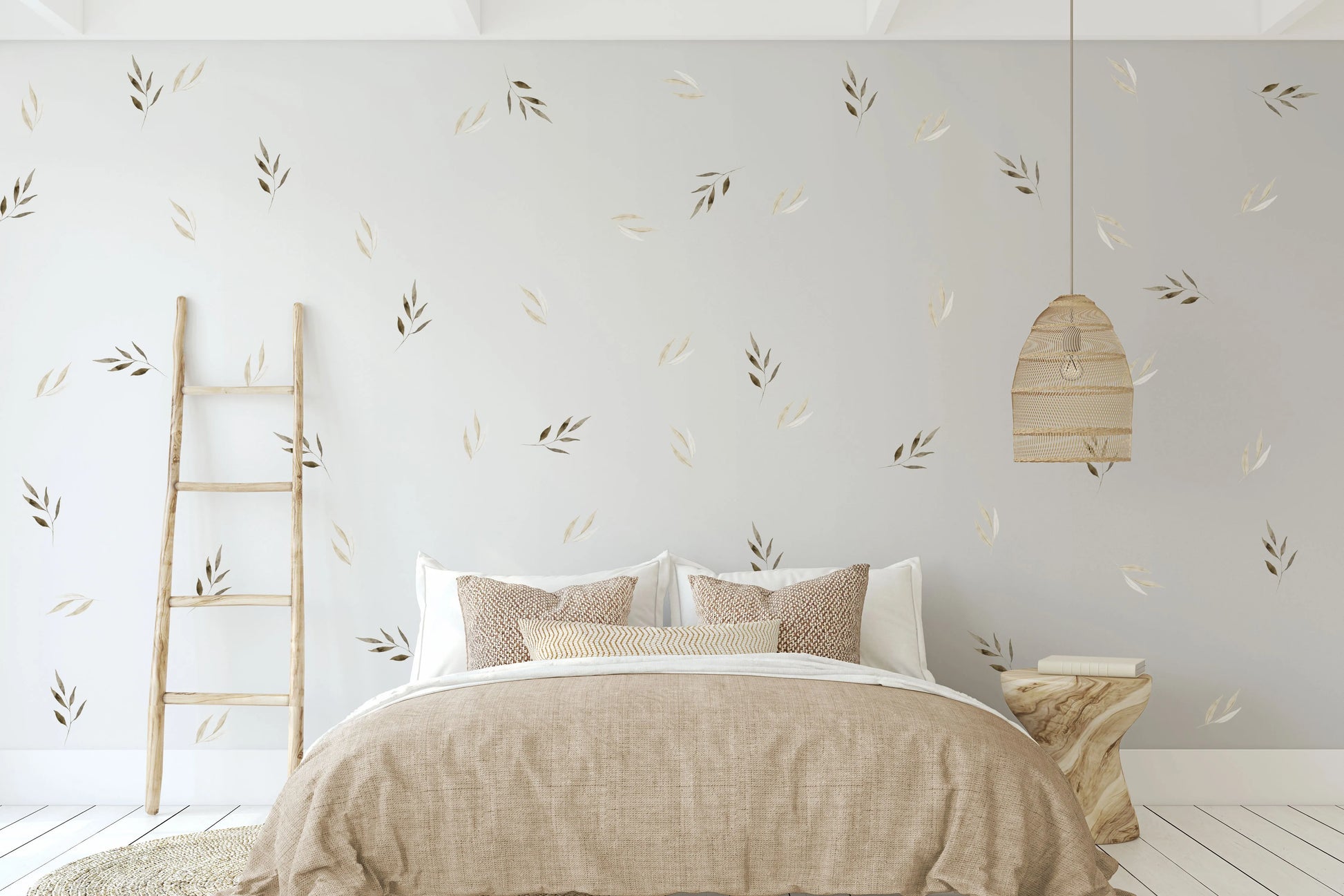 Beige Leaves Decal Set from Olive et Oriel where you can shop wallpaper and artworks online