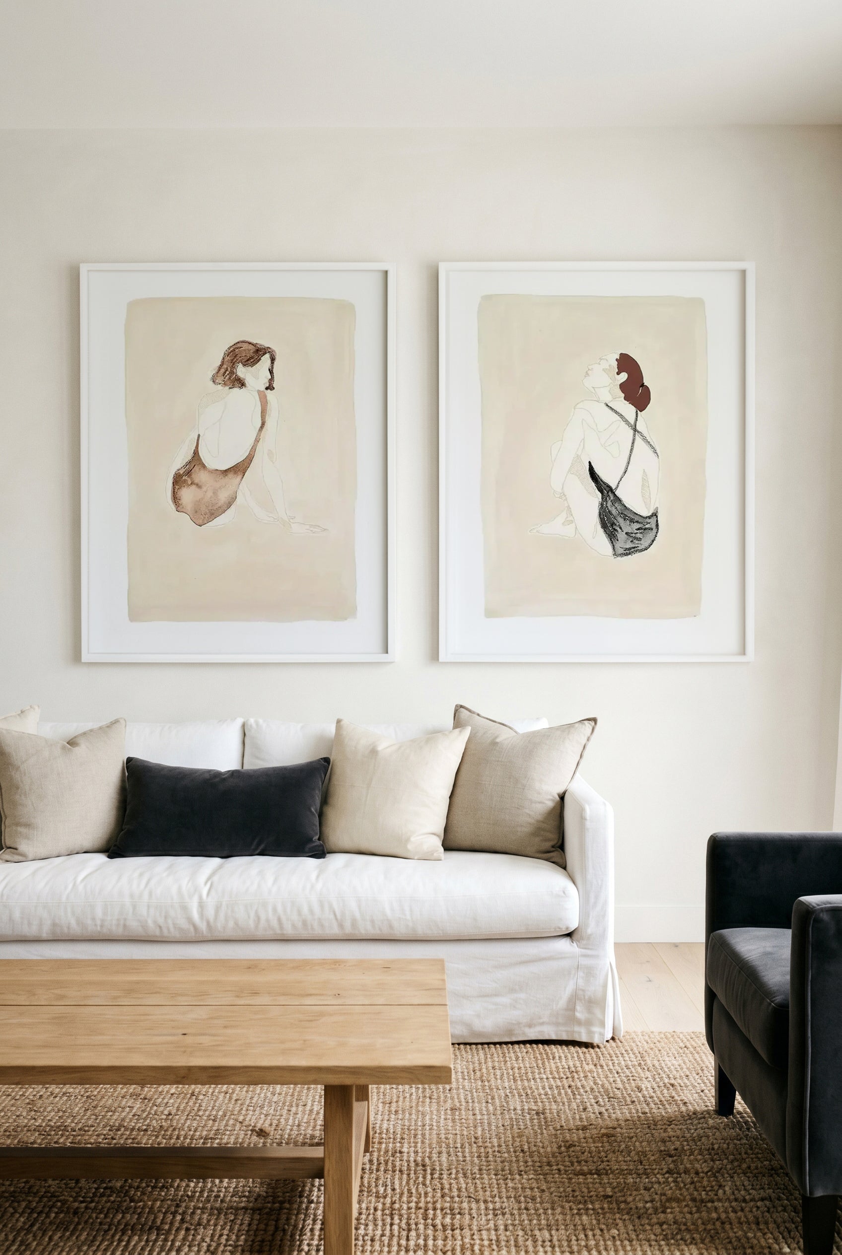 Beige Wahine I & III by Maku Fenaroli Art Print Set of 2 | Matching Wall Art