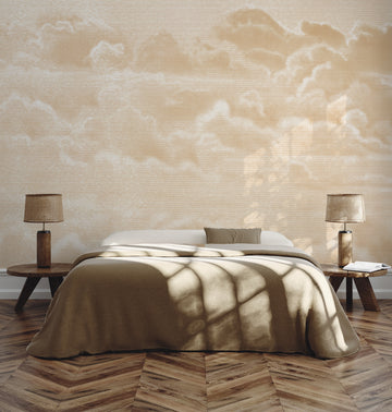 Luxe Clouds in Beige Wallpaper Mural from Olive et Oriel where you can shop wallpaper and artworks online