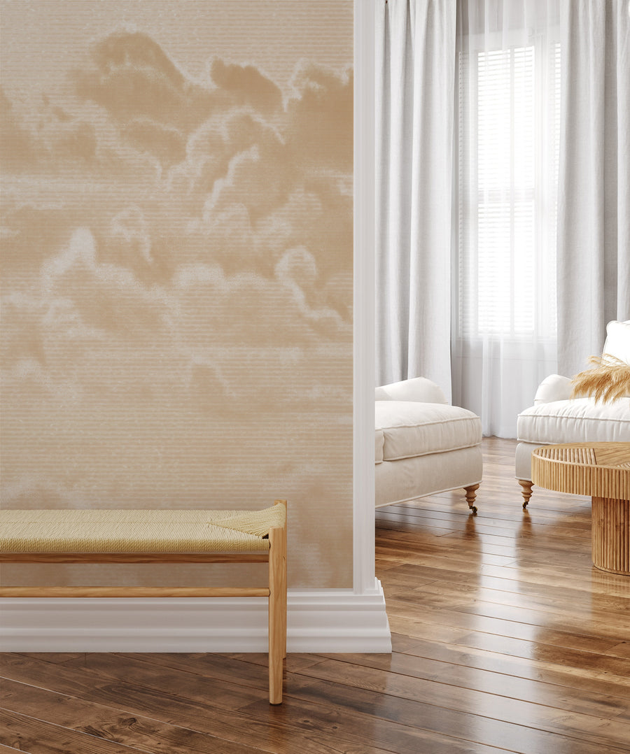 Luxe Clouds in Beige Wallpaper Mural from Olive et Oriel where you can shop wallpaper and artworks online