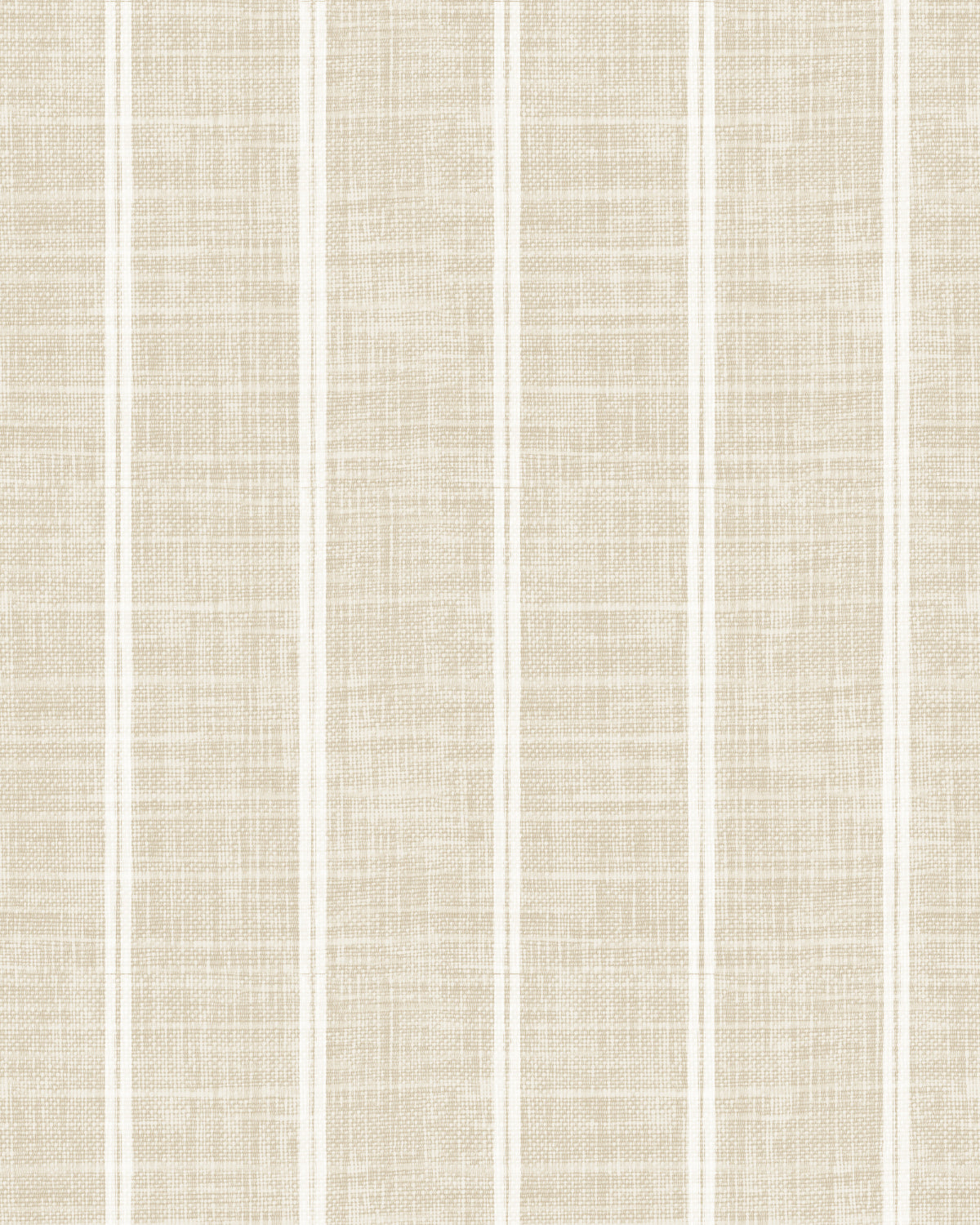 Linen Double Stripe in Oatmeal | Linen Texture Wallpaper