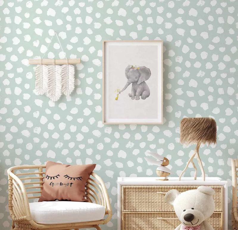 Bella's Dots Modern Mint Wallpaper green sage green wallpaper