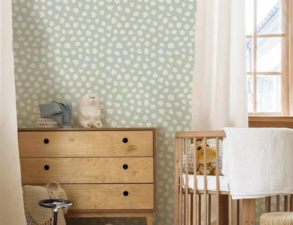 Bella's Dots Modern Mint Wallpaper-Wallpaper-Buy Kids Removable Wallpaper Online Our Custom Made Children√¢‚Ç¨‚Ñ¢s Wallpapers Are A Fun Way To Decorate And Enhance Boys Bedroom Decor And Girls Bedrooms They Are An Amazing Addition To Your Kids Bedroom Walls Our Collection of Kids Wallpaper Is Sure To Transform Your Kids Rooms Interior Style From Pink Wallpaper To Dinosaur Wallpaper Even Marble Wallpapers For Teen Boys Shop Peel And Stick Wallpaper Online Today With Olive et Oriel