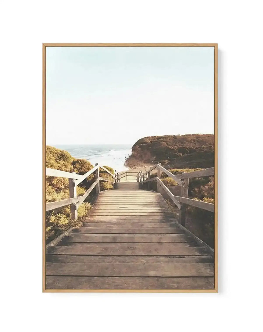 Bells Beach, Morning View | Framed Canvas Art Print brown art print