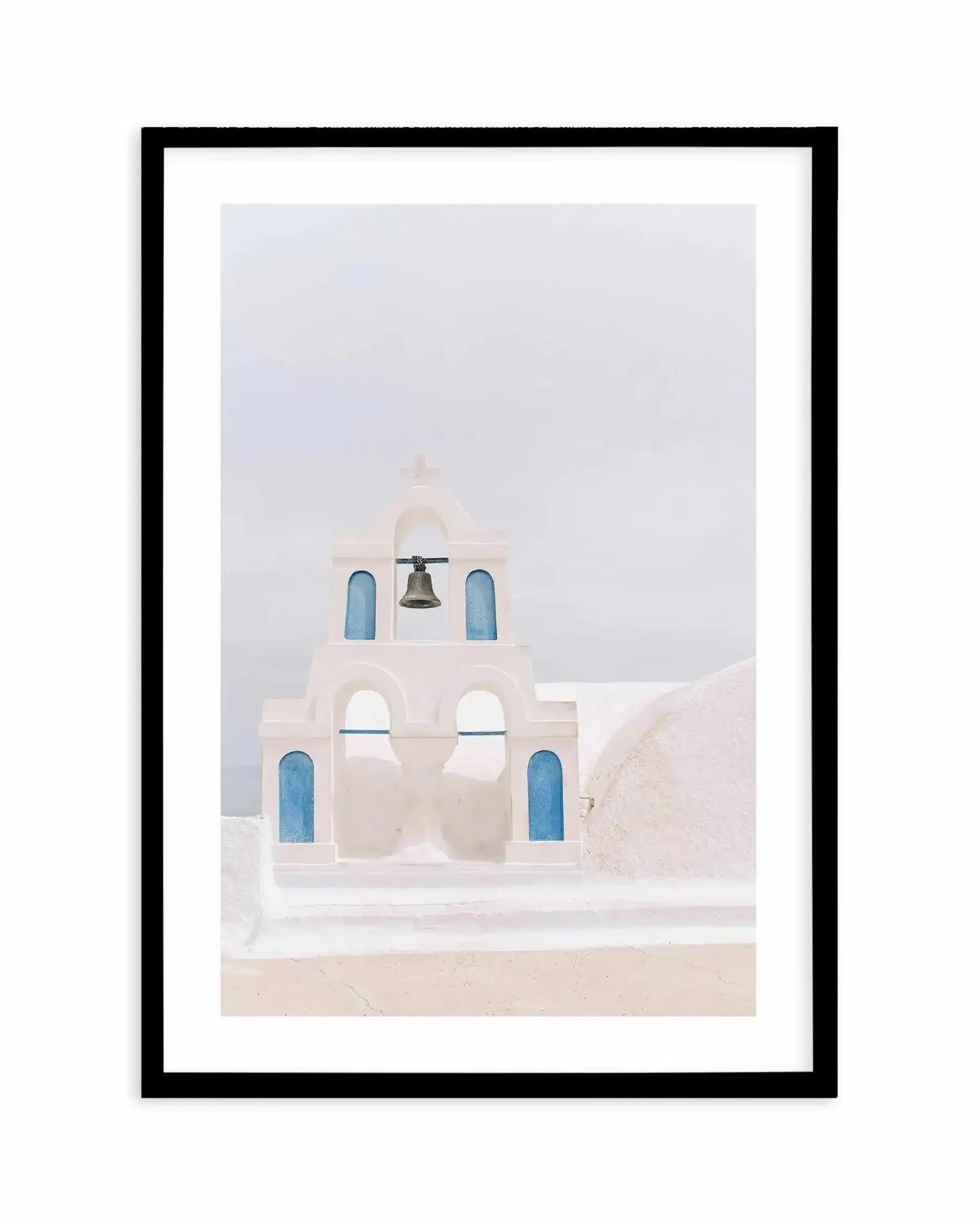 Bells Of Santorini Art Print-Shop Greece Wall Art Prints Online with Olive et Oriel - Our collection of Greek Islands art prints offer unique wall art including blue domes of Santorini in Oia, mediterranean sea prints and incredible posters from Milos and other Greece landscape photography - this collection will add mediterranean blue to your home, perfect for updating the walls in coastal, beach house style. There is Greece art on canvas and extra large wall art with fast, free shipping across 