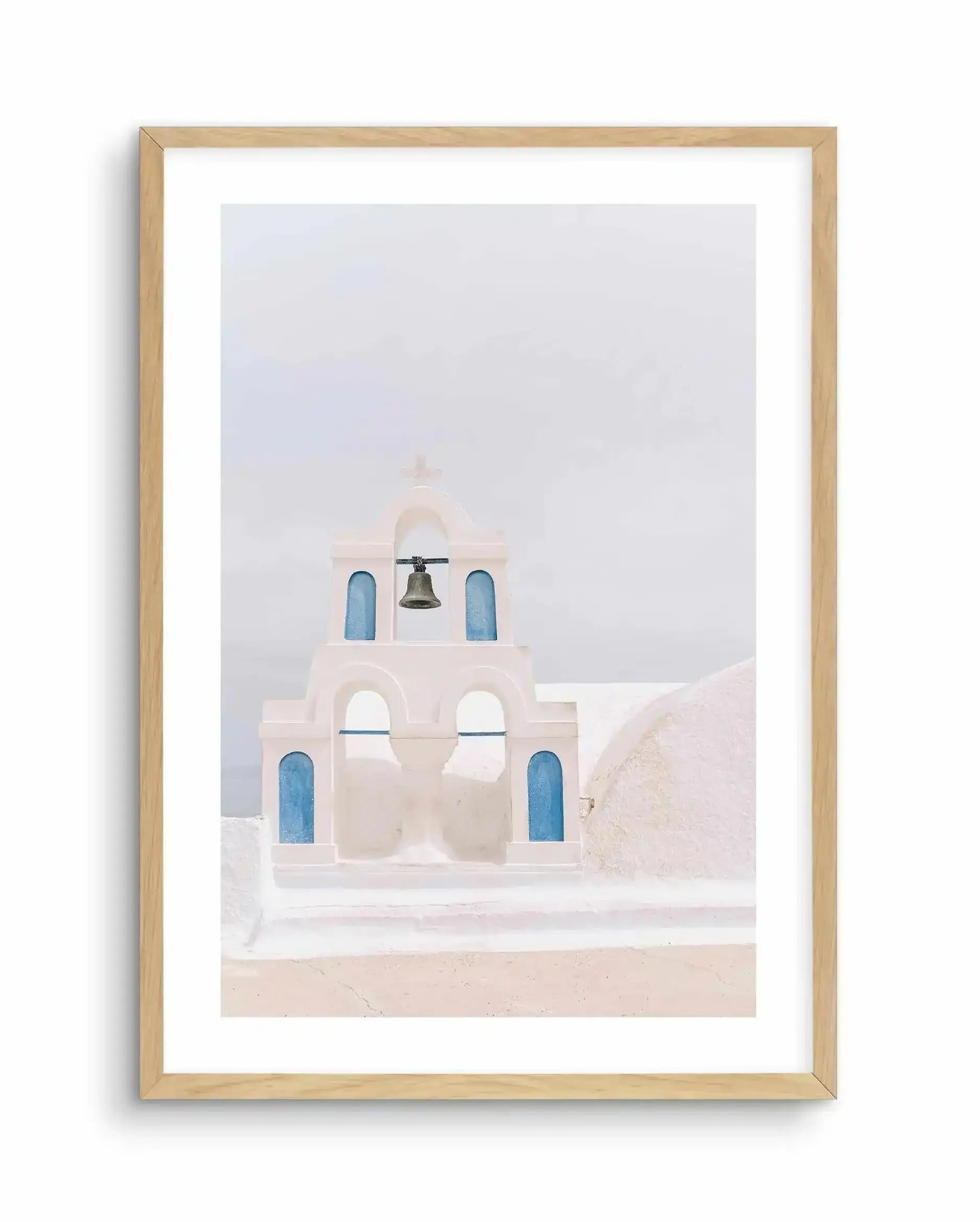 Bells Of Santorini Art Print-Shop Greece Wall Art Prints Online with Olive et Oriel - Our collection of Greek Islands art prints offer unique wall art including blue domes of Santorini in Oia, mediterranean sea prints and incredible posters from Milos and other Greece landscape photography - this collection will add mediterranean blue to your home, perfect for updating the walls in coastal, beach house style. There is Greece art on canvas and extra large wall art with fast, free shipping across 