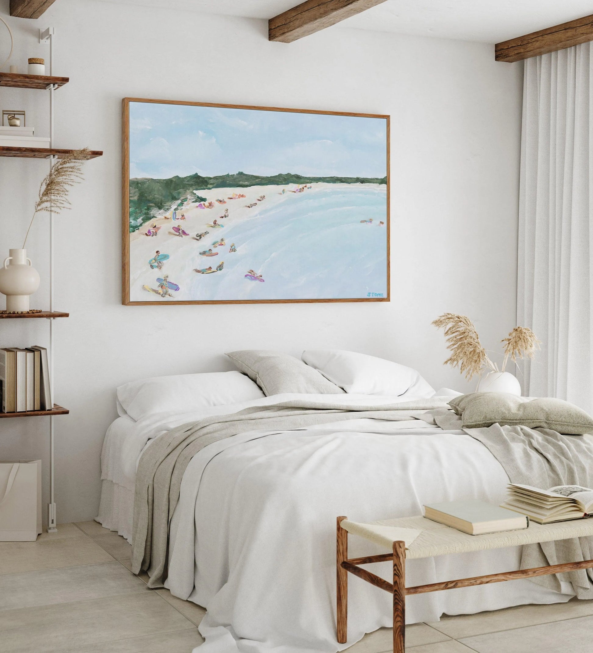 Belongil Beach by Belinda Stone | Framed Canvas-CANVAS-You can shop wall art online with Olive et Oriel for everything from abstract art to fun kids wall art. Our beautiful modern art prints and canvas art are available from large canvas prints to wall art paintings and our proudly Australian artwork collection offers only the highest quality framed large wall art and canvas art Australia - You can buy fashion photography prints or Hampton print posters and paintings on canvas from Olive et Orie