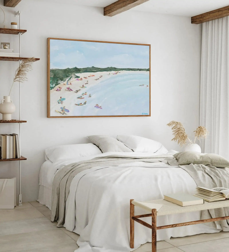 Belongil Beach by Belinda Stone | Framed Canvas-CANVAS-You can shop wall art online with Olive et Oriel for everything from abstract art to fun kids wall art. Our beautiful modern art prints and canvas art are available from large canvas prints to wall art paintings and our proudly Australian artwork collection offers only the highest quality framed large wall art and canvas art Australia - You can buy fashion photography prints or Hampton print posters and paintings on canvas from Olive et Orie