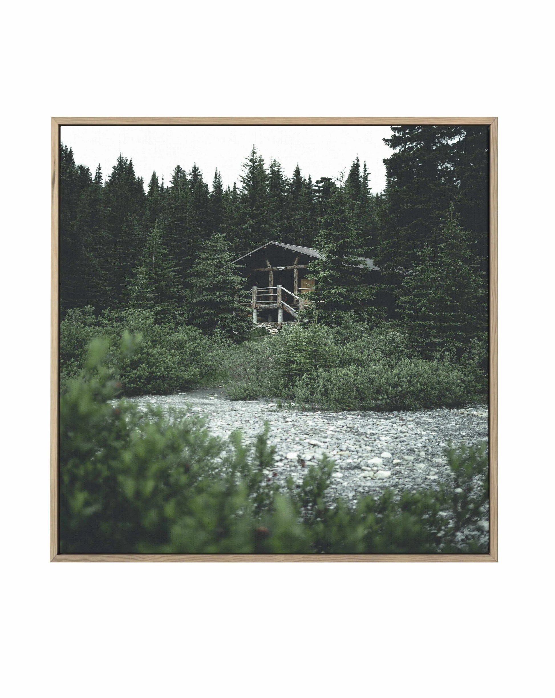 Berg Lake Cabin by Kalen X | Framed Canvas Art Print from Olive et Oriel where you can shop wallpaper and artworks online