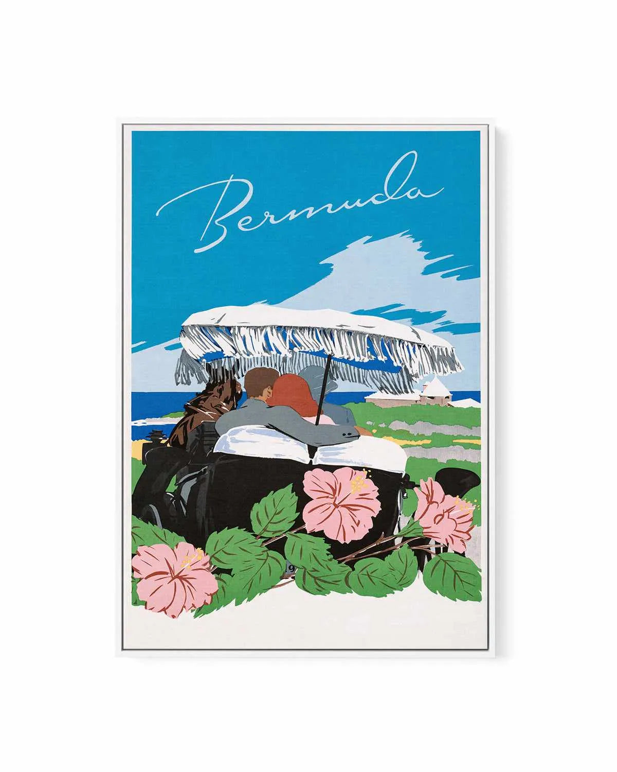 Bermuda Umbrella Vintage Poster | Framed Canvas Art Print from Olive et Oriel where you can shop wallpaper and artworks online