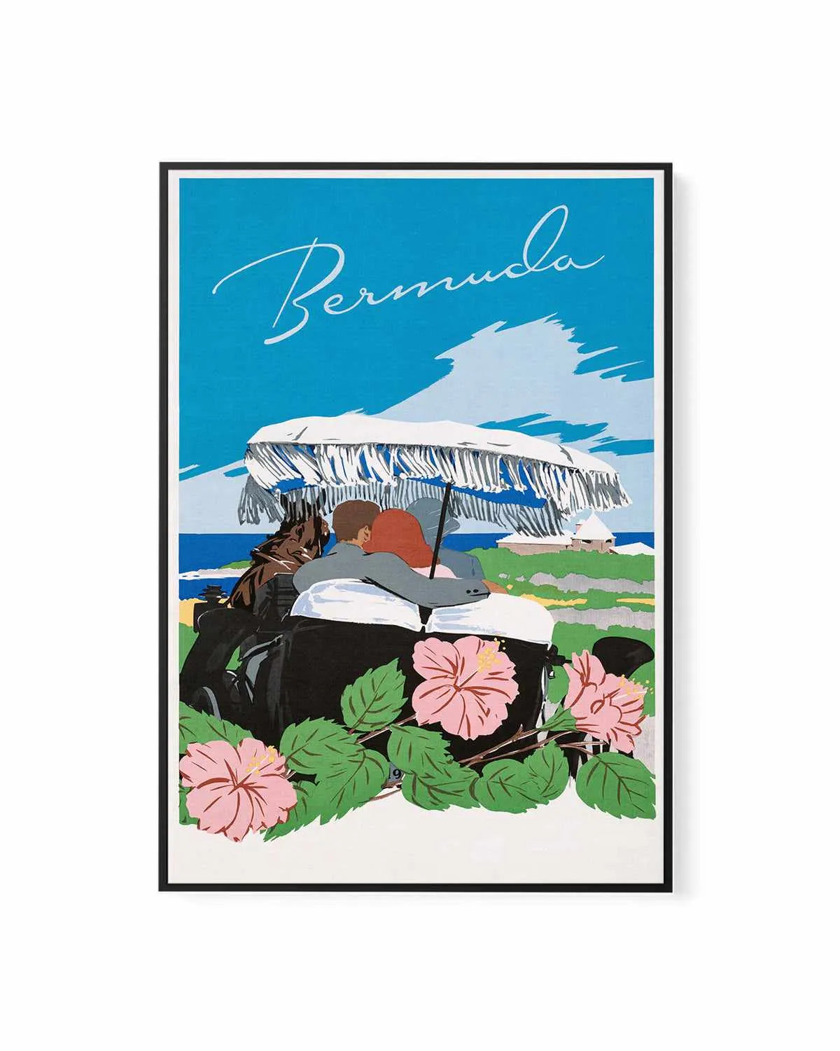 Bermuda Umbrella Vintage Poster | Framed Canvas Art Print from Olive et Oriel where you can shop wallpaper and artworks online