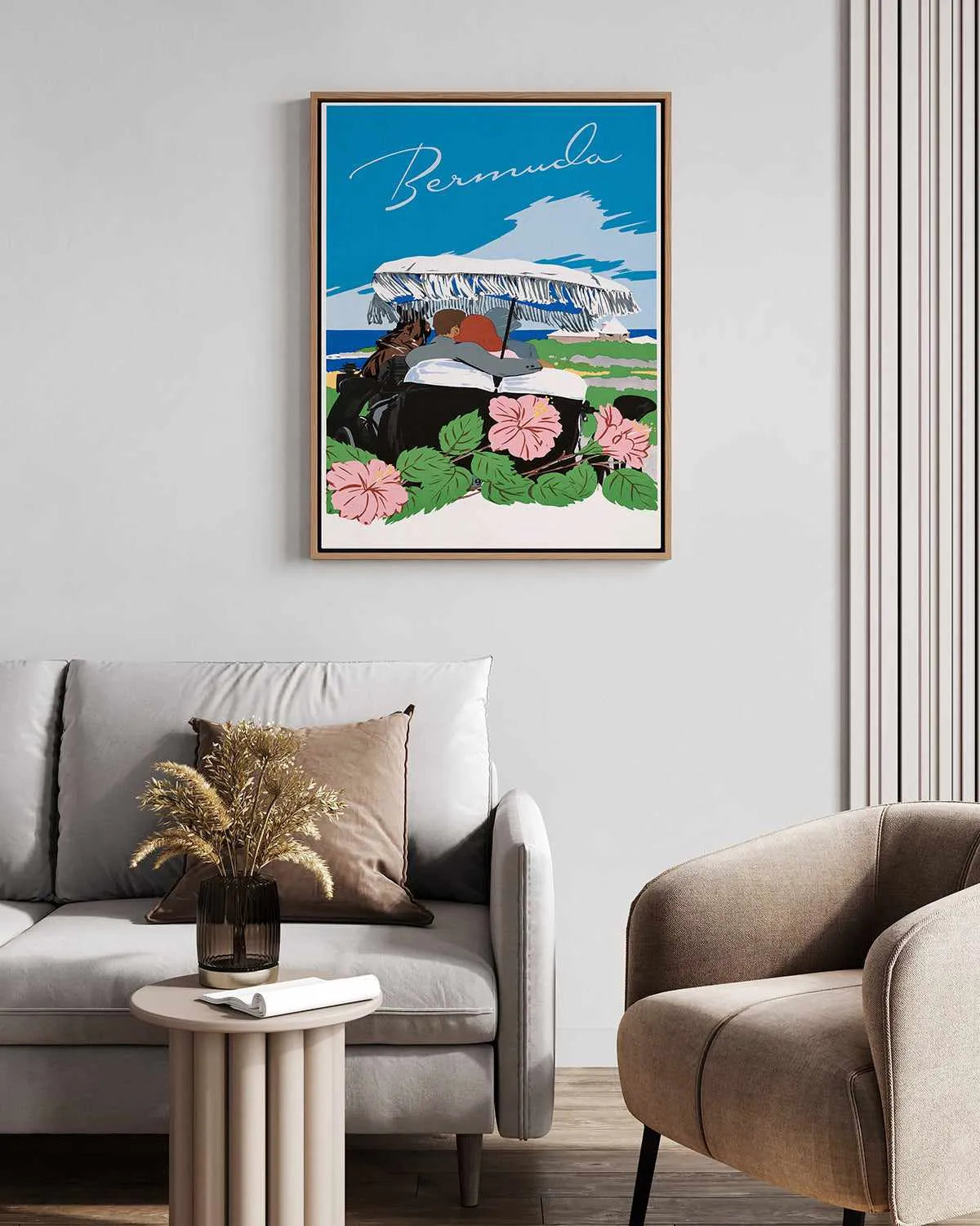 Bermuda Umbrella Vintage Poster | Framed Canvas Art Print from Olive et Oriel where you can shop wallpaper and artworks online