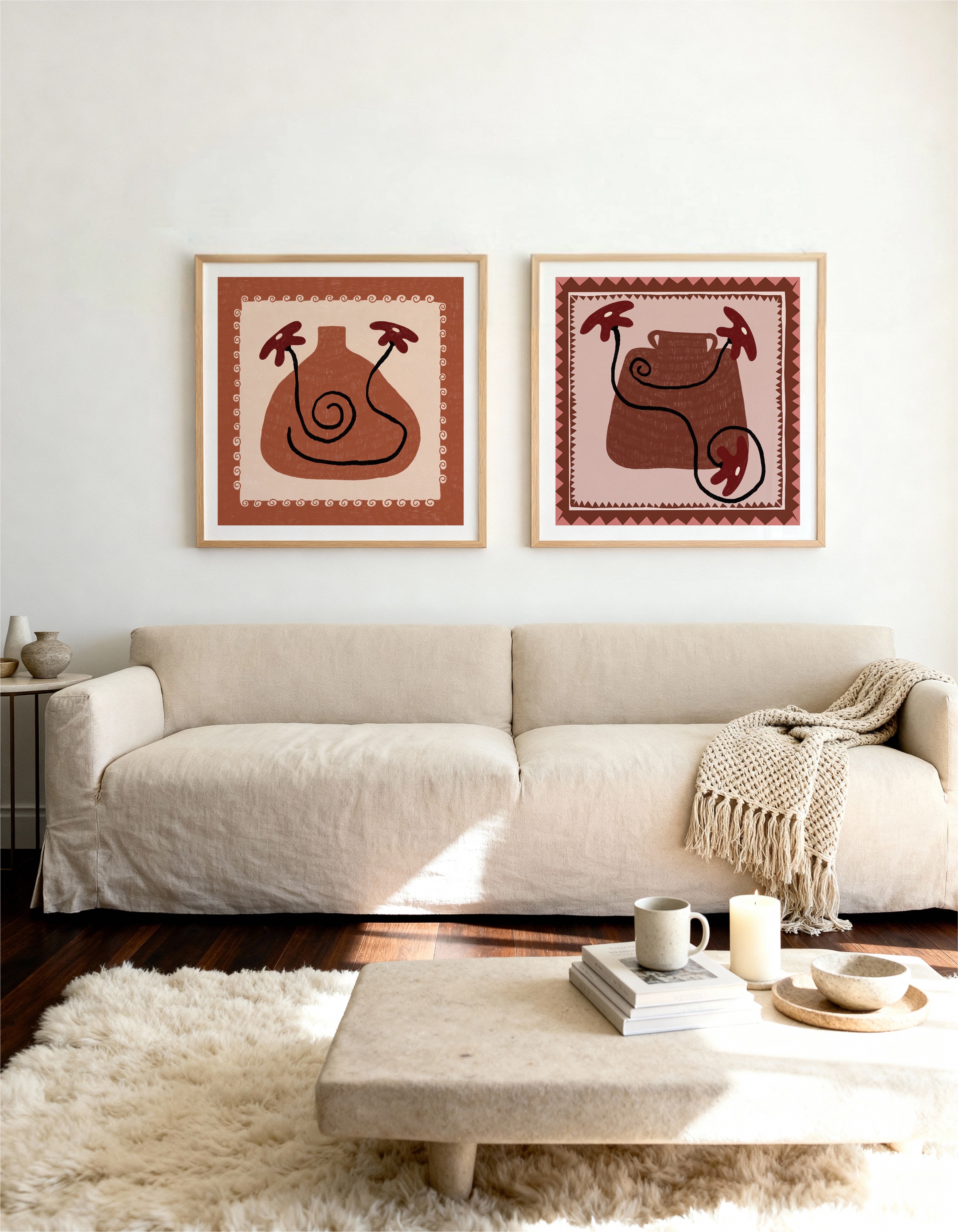 Beyond The Vase Bloom 1 & 2 by Shatha Al Dafai Art Print Set of 2 | Matching Wall Art