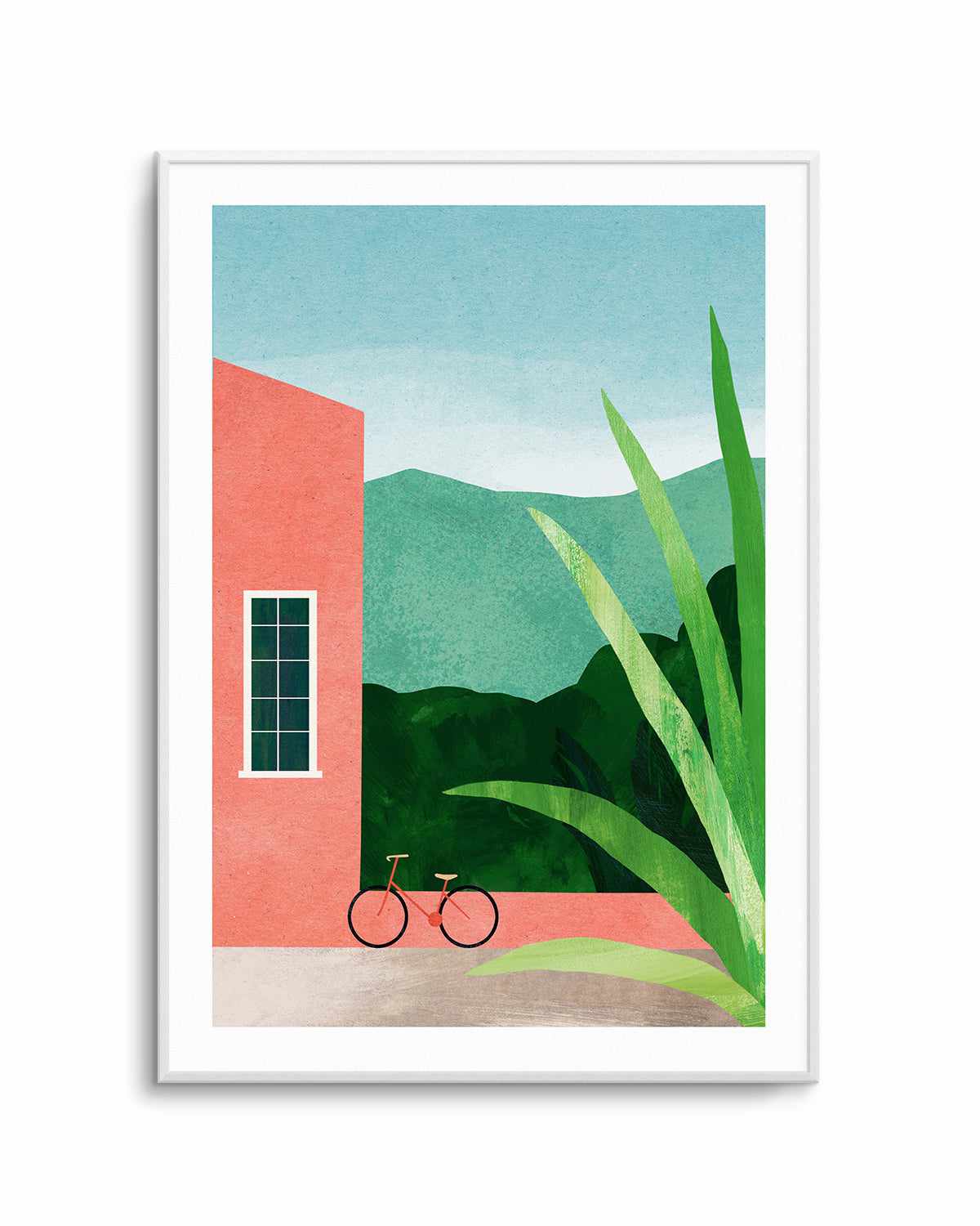 Bicycle & Pink House by Henry Rivers Art Print