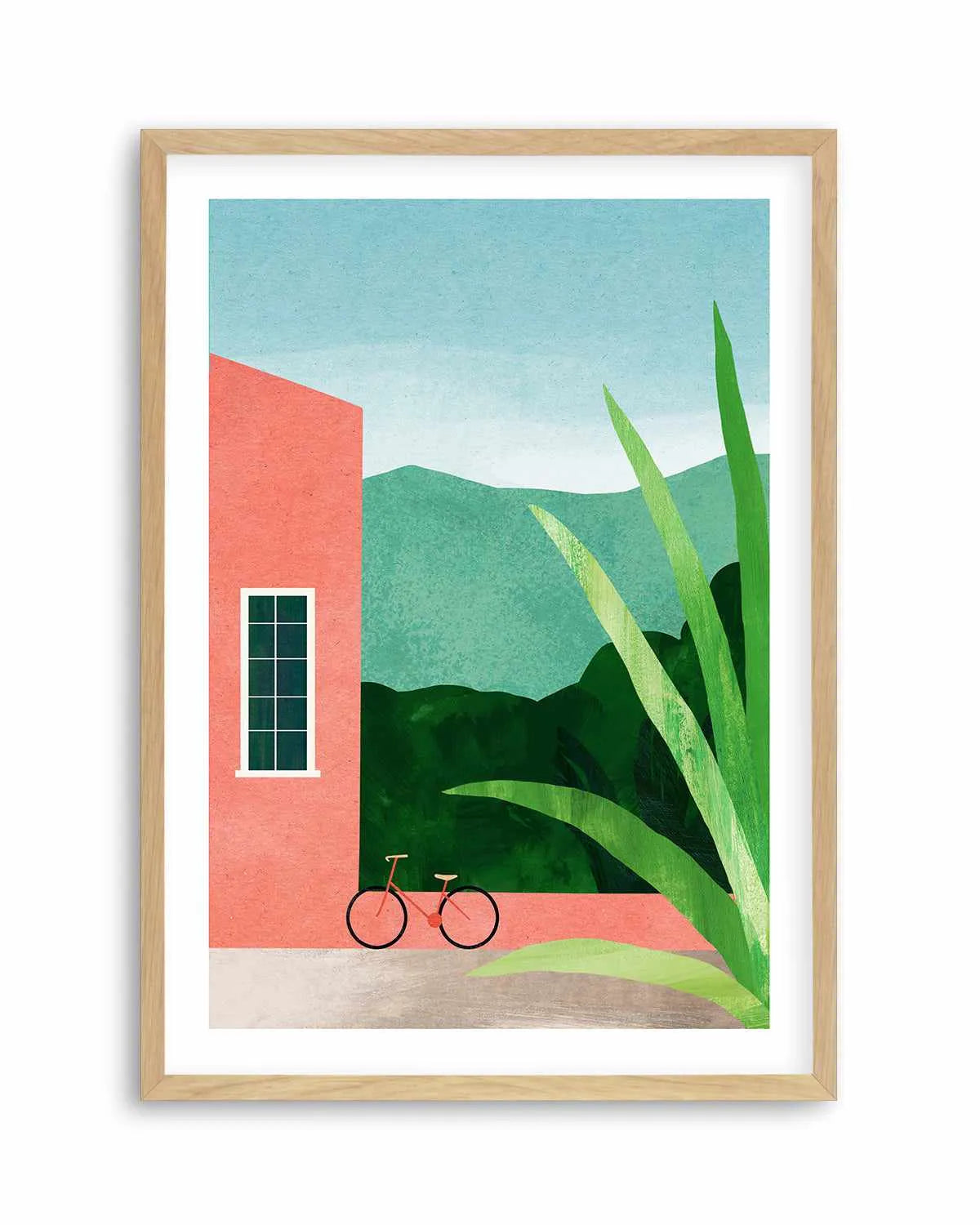Bicycle & Pink House by Henry Rivers Art Print from Olive et Oriel where you can shop wallpaper and artworks online