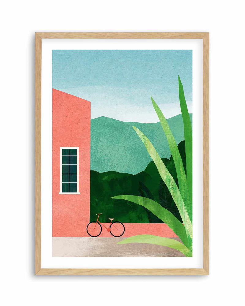 Bicycle & Pink House by Henry Rivers Art Print