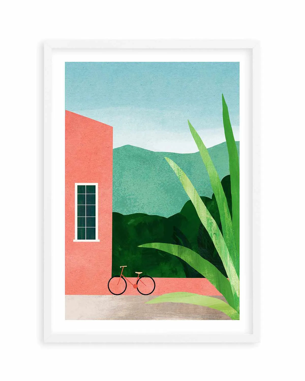 Bicycle & Pink House by Henry Rivers Art Print from Olive et Oriel where you can shop wallpaper and artworks online