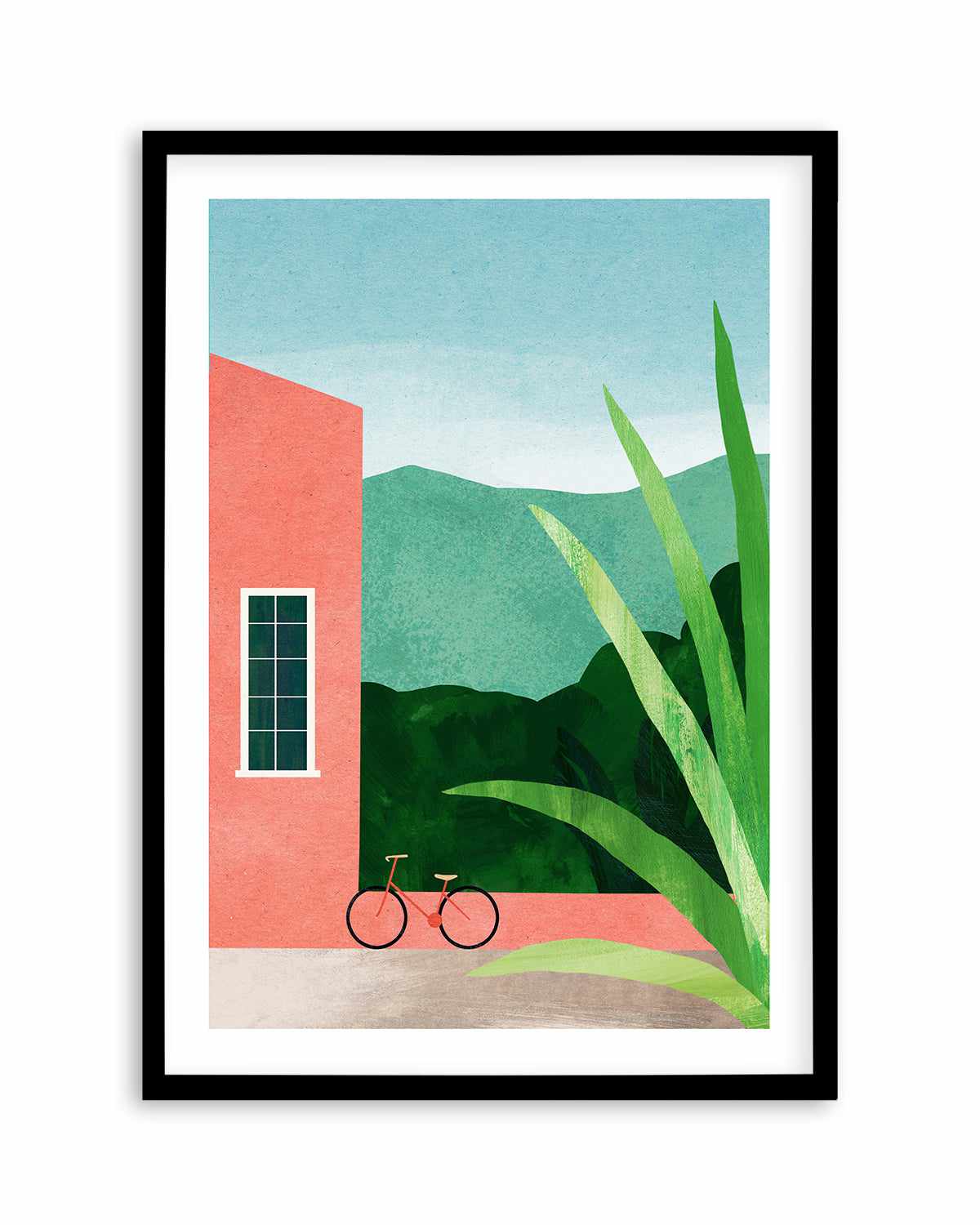 Bicycle & Pink House by Henry Rivers Art Print