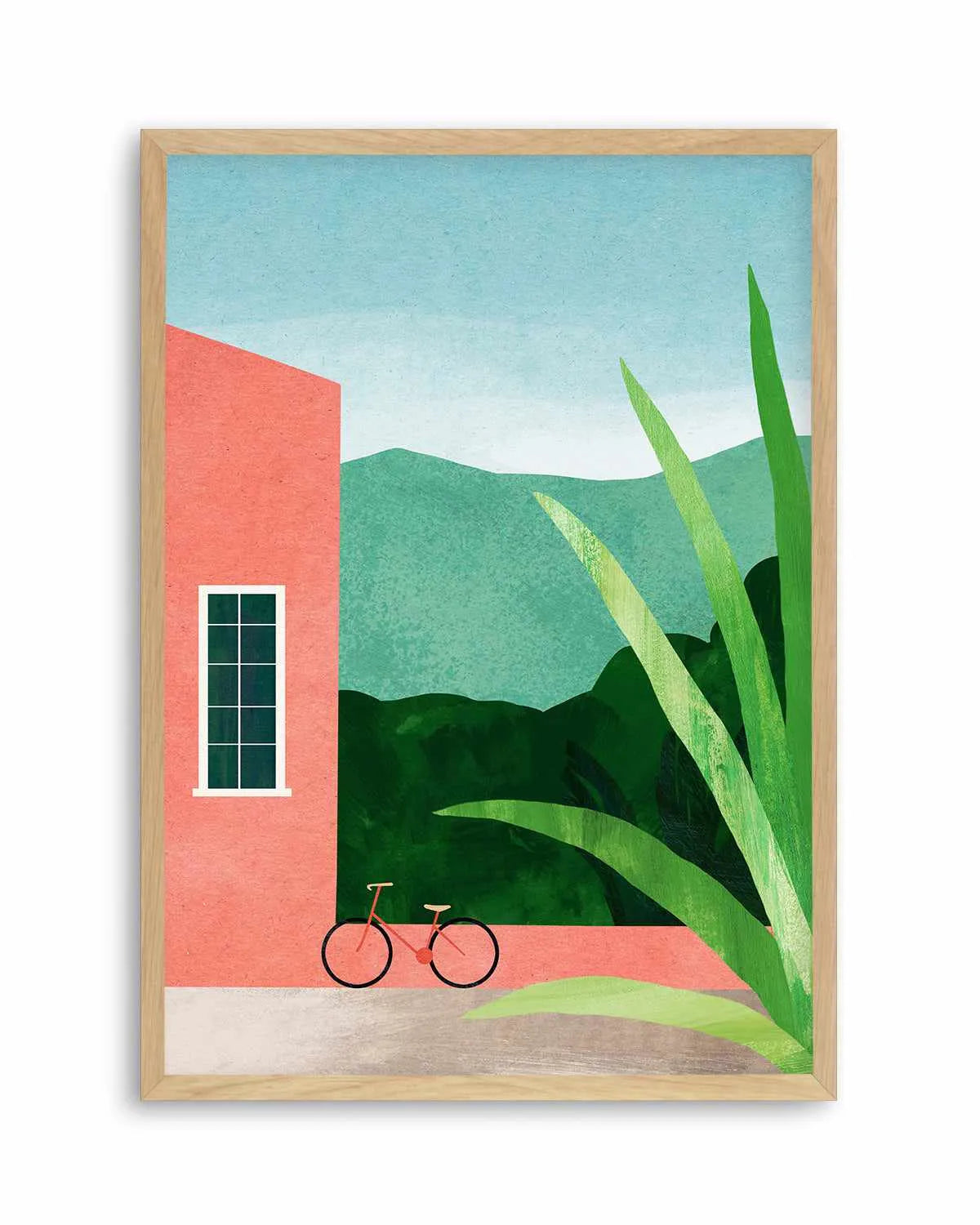 Bicycle & Pink House by Henry Rivers Art Print from Olive et Oriel where you can shop wallpaper and artworks online