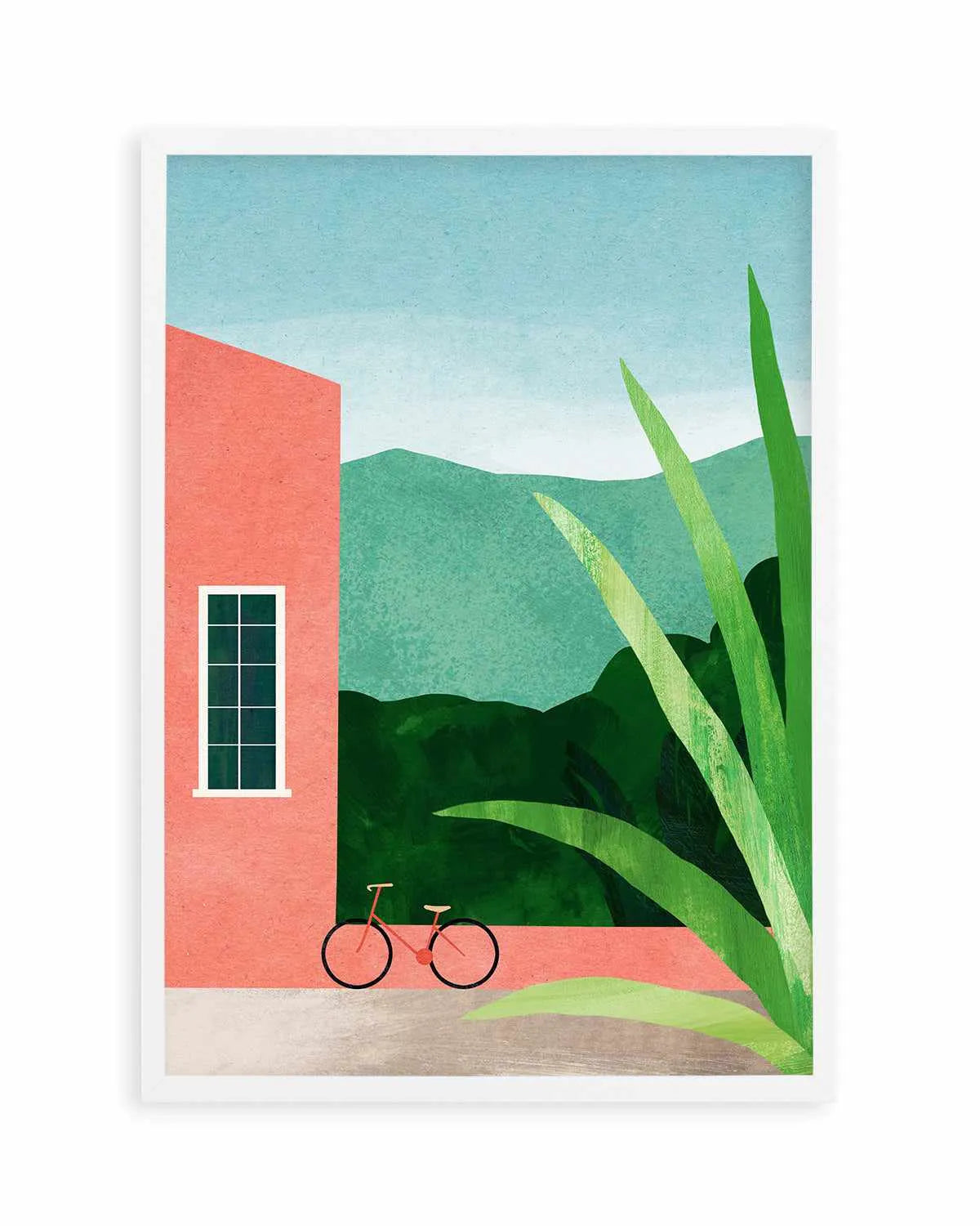 Bicycle & Pink House by Henry Rivers Art Print from Olive et Oriel where you can shop wallpaper and artworks online