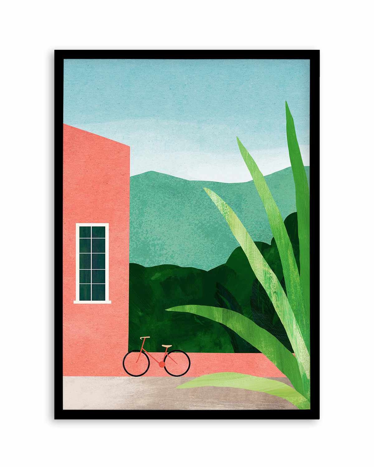 Bicycle & Pink House by Henry Rivers Art Print