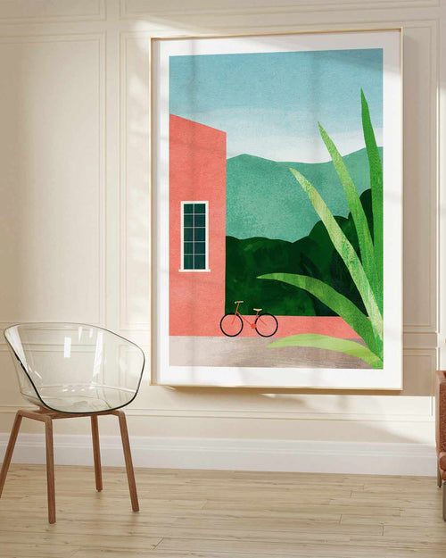Bicycle & Pink House by Henry Rivers Art Print