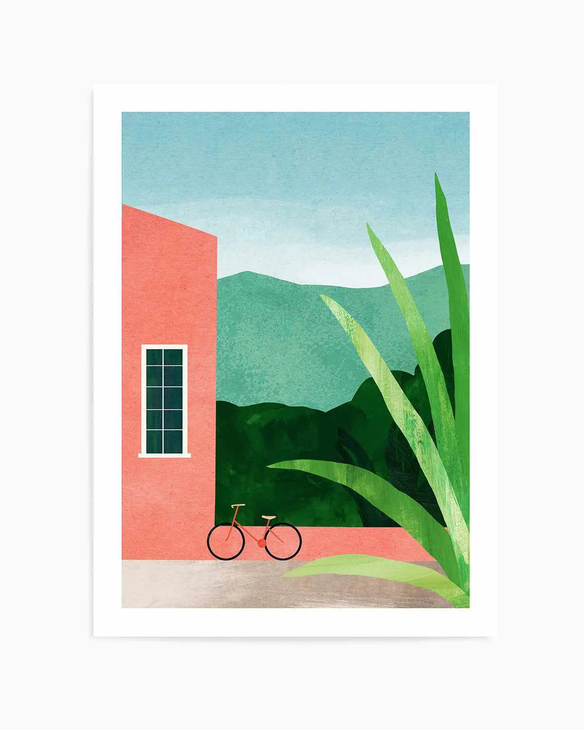 Bicycle & Pink House by Henry Rivers Art Print from Olive et Oriel where you can shop wallpaper and artworks online