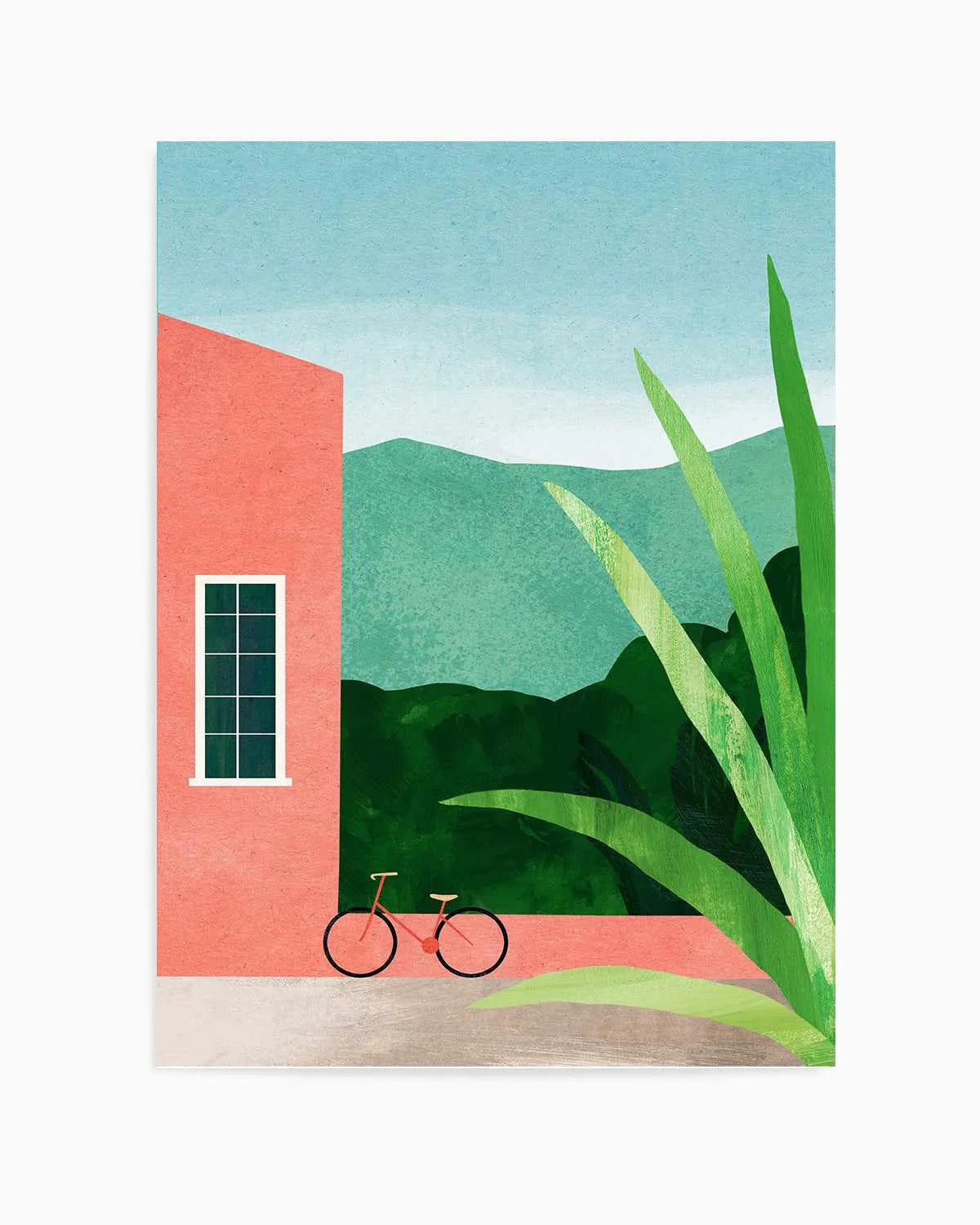 Bicycle & Pink House by Henry Rivers Art Print from Olive et Oriel where you can shop wallpaper and artworks online