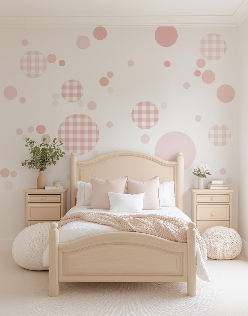 Big Dots in Ballet Pink Peel & Stick Decal from Olive et Oriel where you can shop wallpaper and artworks online