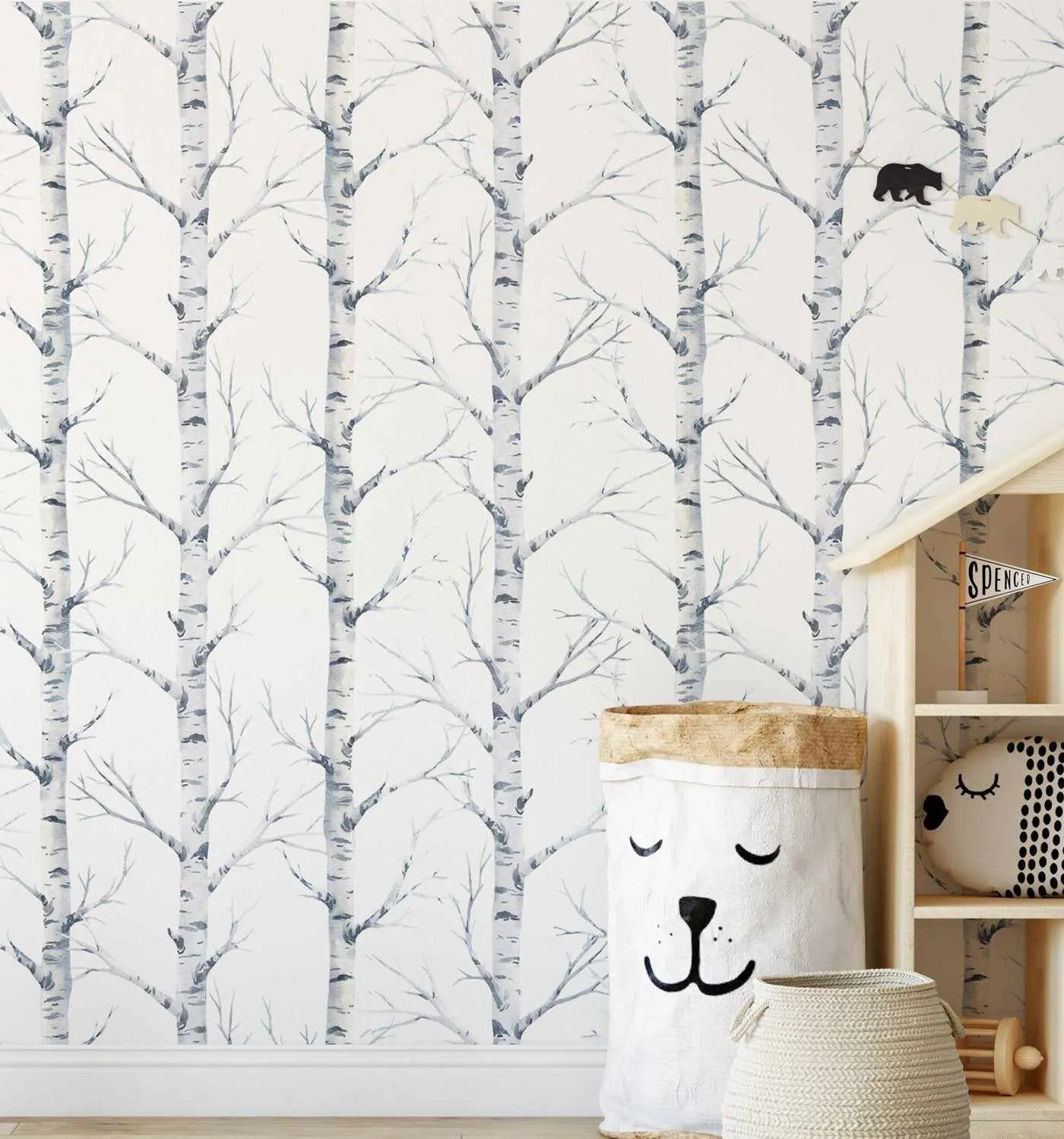 Birch Trees Forest Wallpaper-Wallpaper-Buy Kids Removable Wallpaper Online Our Custom Made Children√¢‚Ç¨‚Ñ¢s Wallpapers Are A Fun Way To Decorate And Enhance Boys Bedroom Decor And Girls Bedrooms They Are An Amazing Addition To Your Kids Bedroom Walls Our Collection of Kids Wallpaper Is Sure To Transform Your Kids Rooms Interior Style From Pink Wallpaper To Dinosaur Wallpaper Even Marble Wallpapers For Teen Boys Shop Peel And Stick Wallpaper Online Today With Olive et Oriel