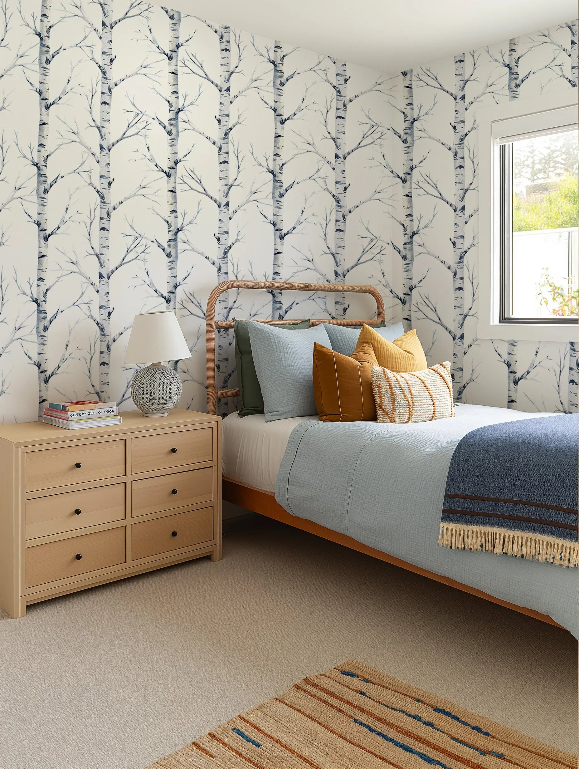 Birch Trees Forest Wallpaper from Olive et Oriel where you can shop wallpaper and artworks online