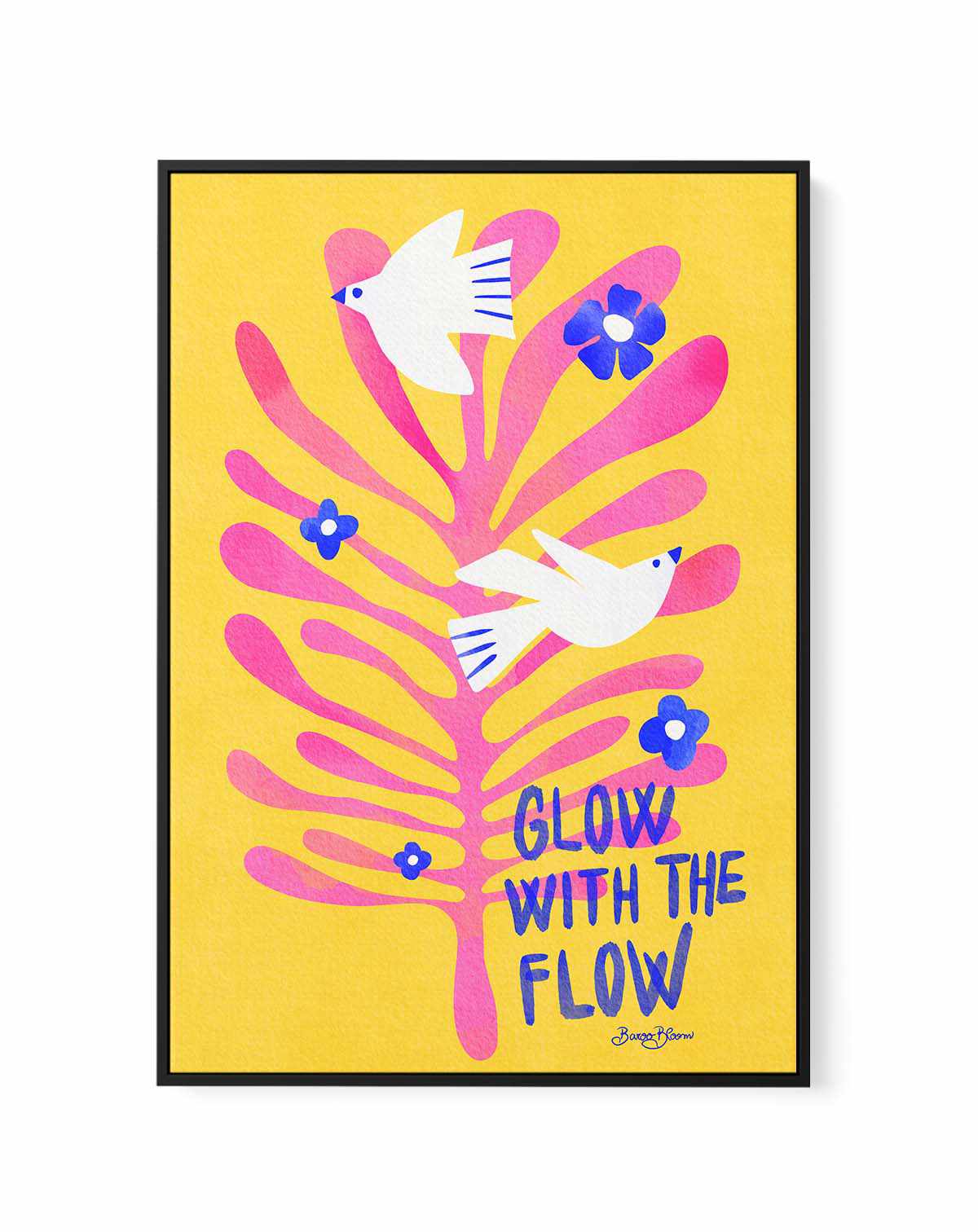 Birds - Glow with the Flow pink by Baroo Bloom | Framed Canvas Art Print