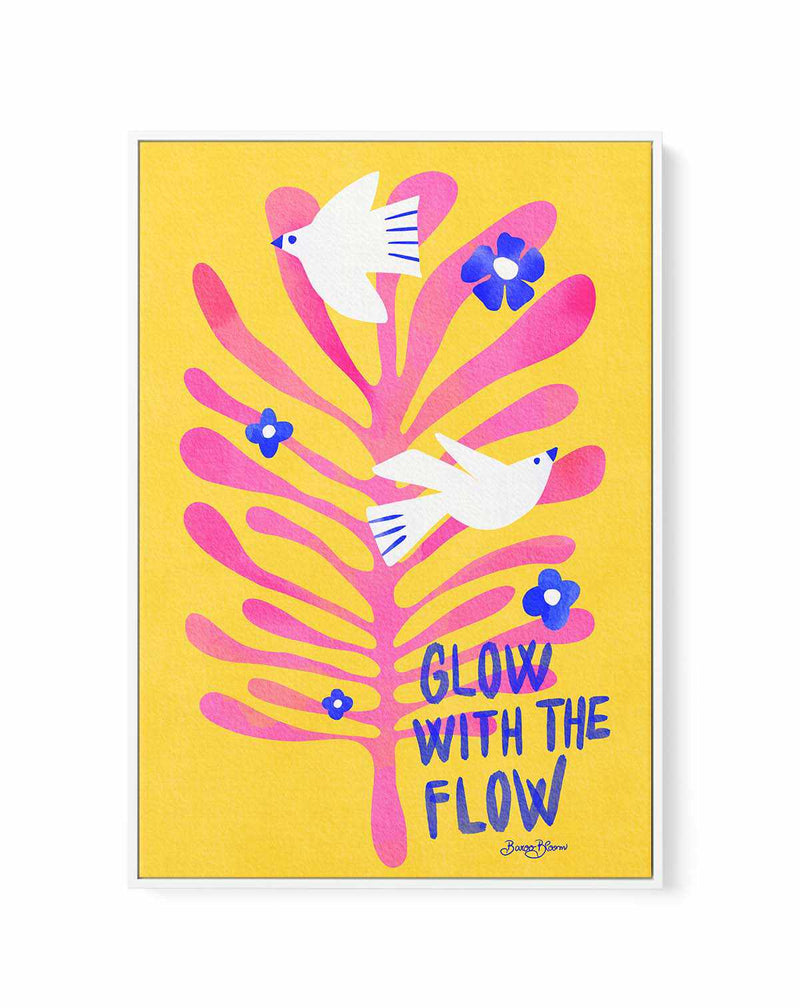 Birds - Glow with the Flow pink by Baroo Bloom | Framed Canvas Art Print