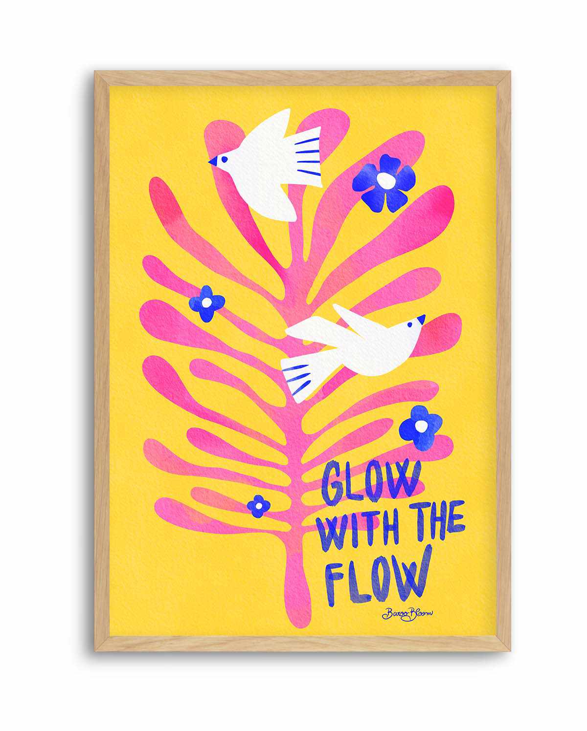 Birds - Glow with the Flow pink by Baroo Bloom | Art Print from Olive et Oriel where you can shop wallpaper and artworks online