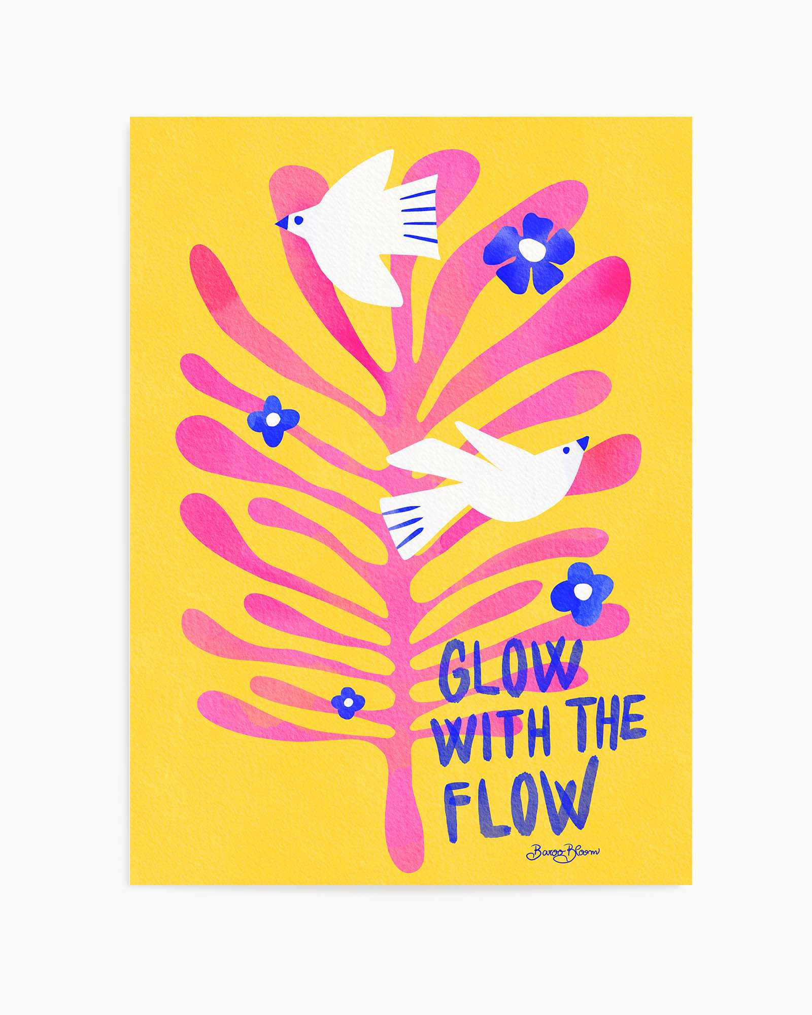 Birds - Glow with the Flow pink by Baroo Bloom | Art Print from Olive et Oriel where you can shop wallpaper and artworks online